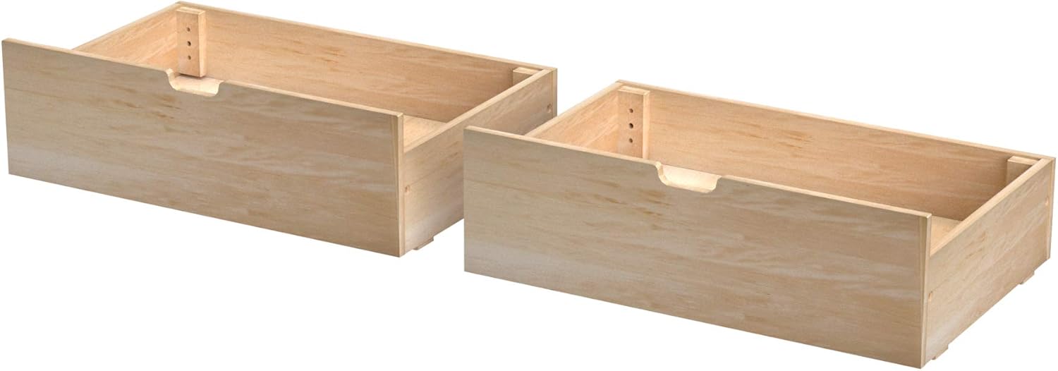Max & Lily Solid Wood Under Bed Storage Drawers, Natural Amazon.ca Home