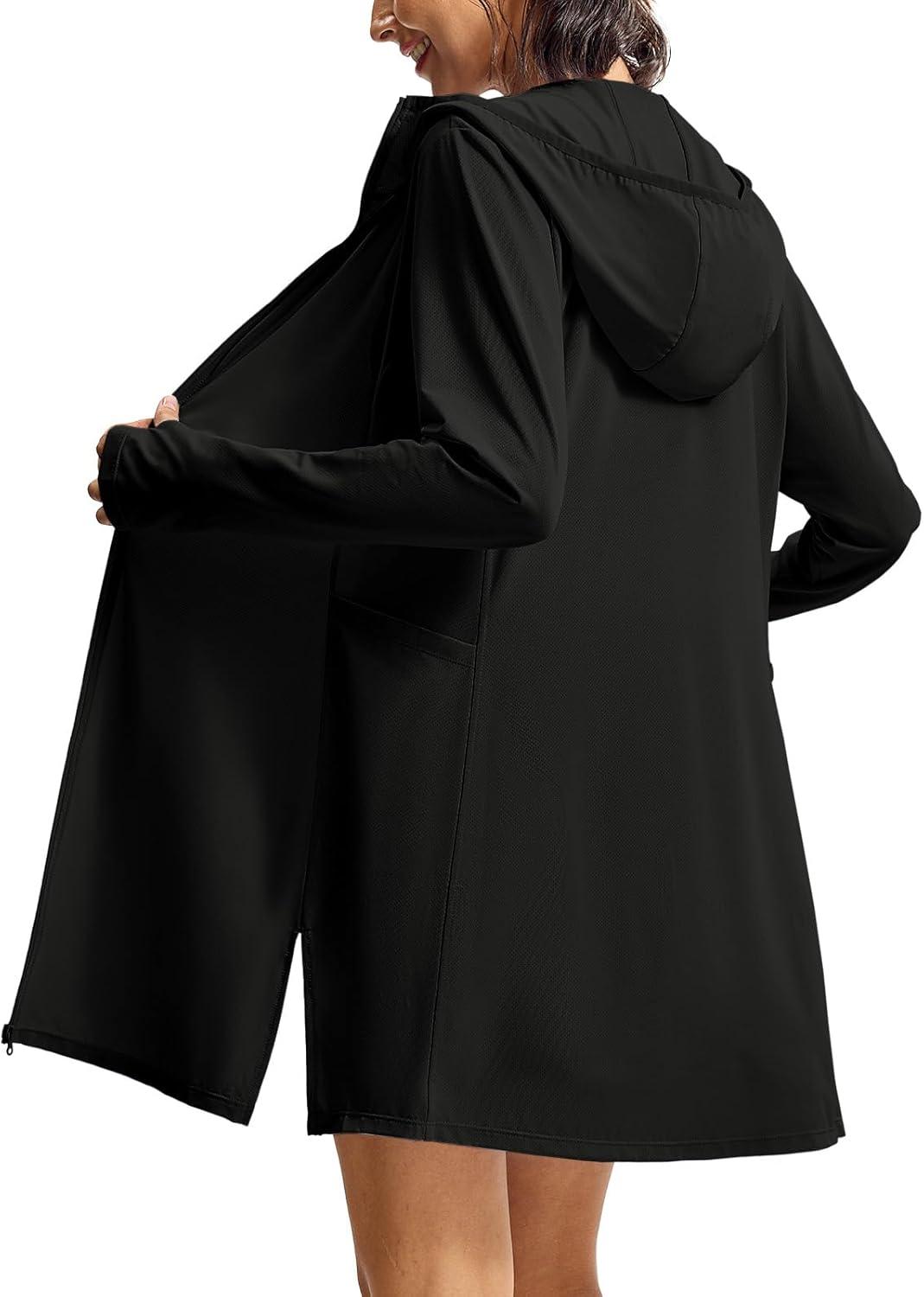 TBMPOY Women's Swim Cover Up UPF 50+ Sun Protection Long Hoodie Jacket SPF Lightweight Beach Swimwear Coverups 2025 - Image 2