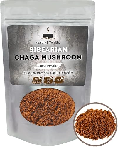 Polvo molido crudo de hongos chaga siberianos de la región de las montañas de Altai, 4 onzas (3.99 oz.)