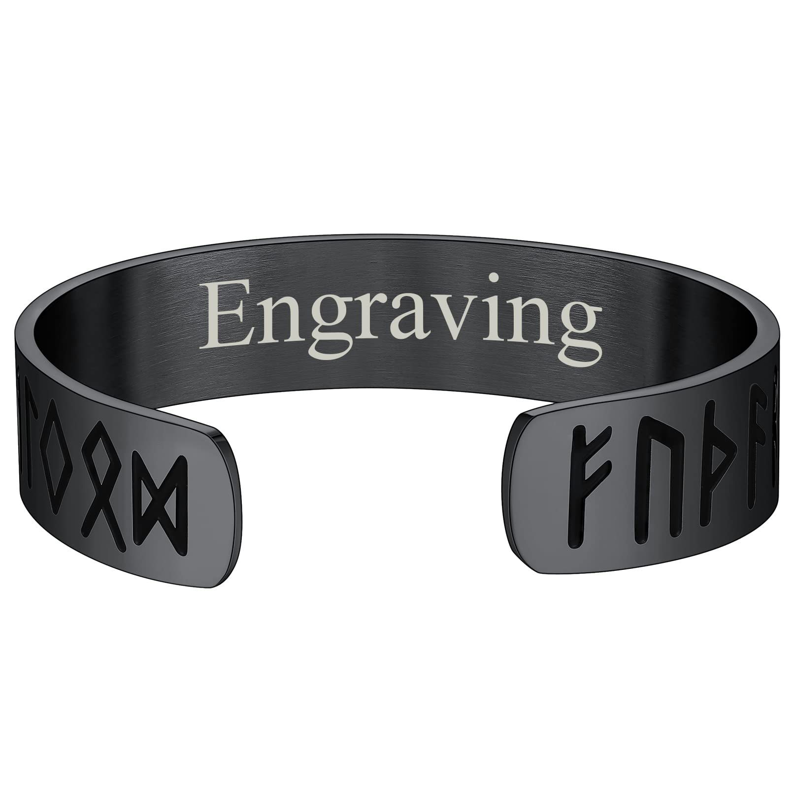 FaithHeart Brazalete Vikingo Acero Inoxidable 316L Hombre Pulsera Vikinga Runas Banda Rígida Joyería Nórdica Amuleto Amigo Pareja