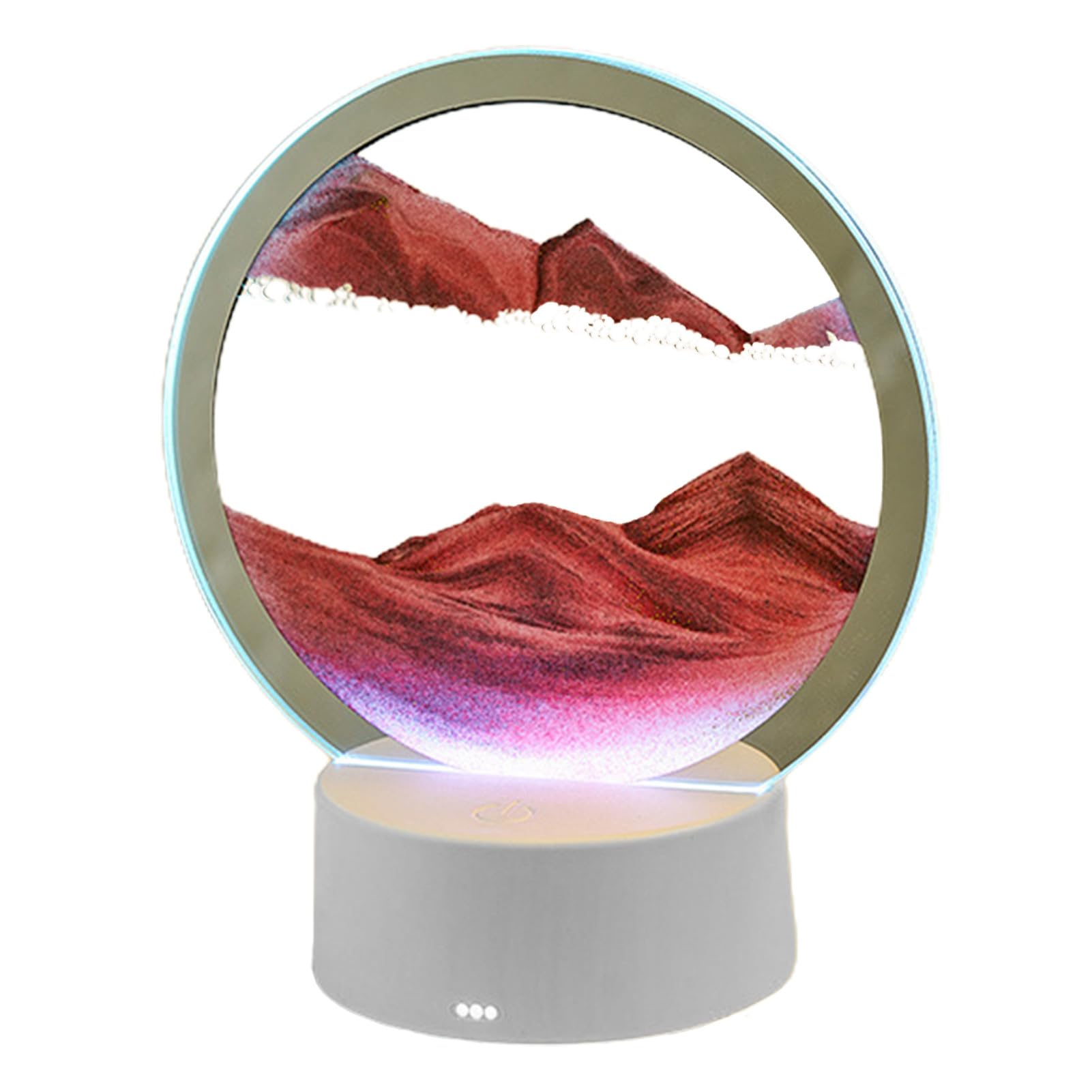 Bellv Red Moving Sand Art, Mesmerizing Sand Art Lamp With Detachable Base, Moving Quicksand Desktop Lamp Decor, Usb Charging Round Glass Sandscape, Sensory Relaxing Rotating Hourglass For Home Desktop Decor