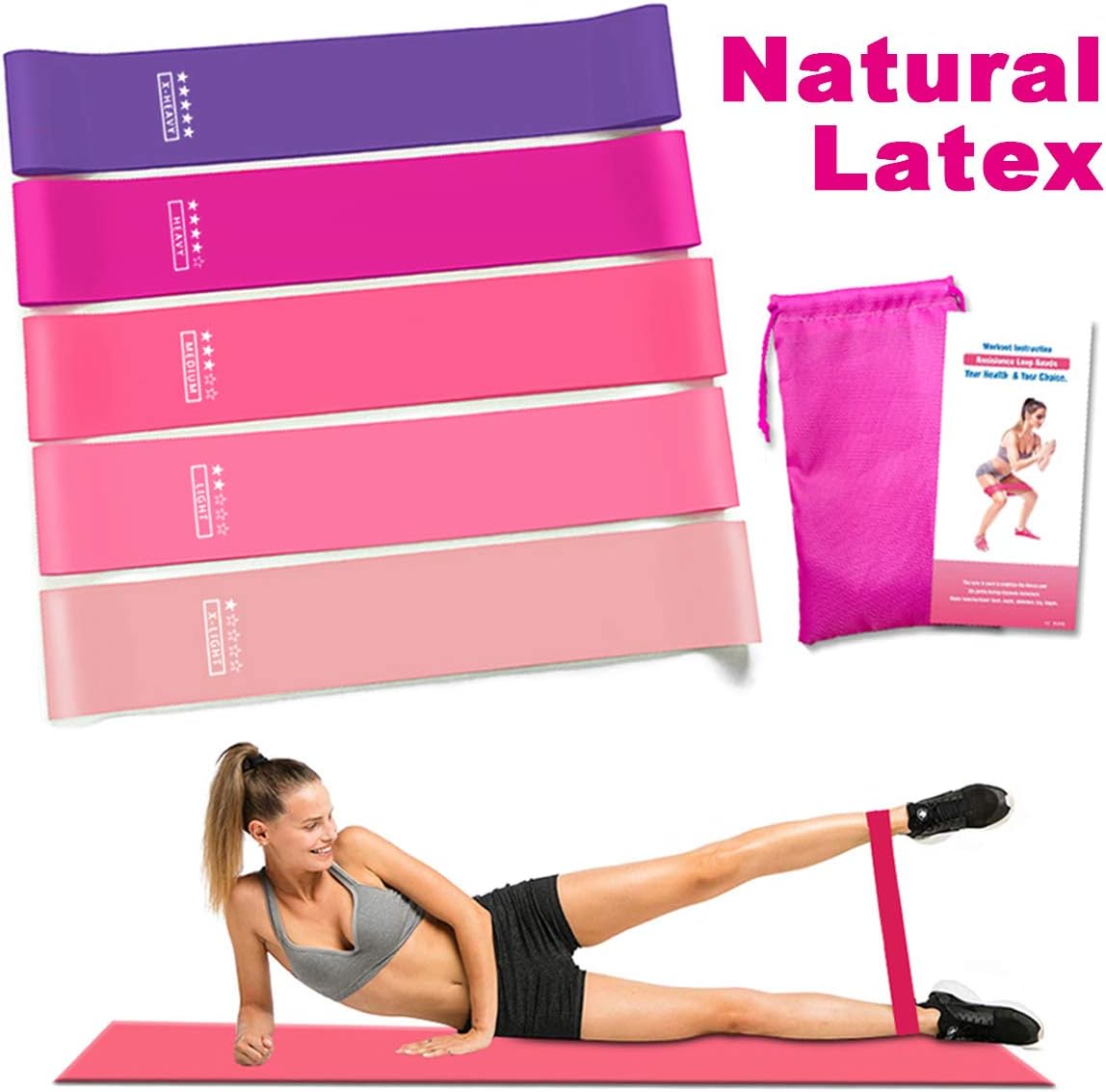 Rantizon Resistance Bands Resistance Bands for Legs and Butt Exercise Bands, Home Fitness, Crossfit, Stretching, Strength Training, Physical Therapy, Natural Latex Workout Bands.