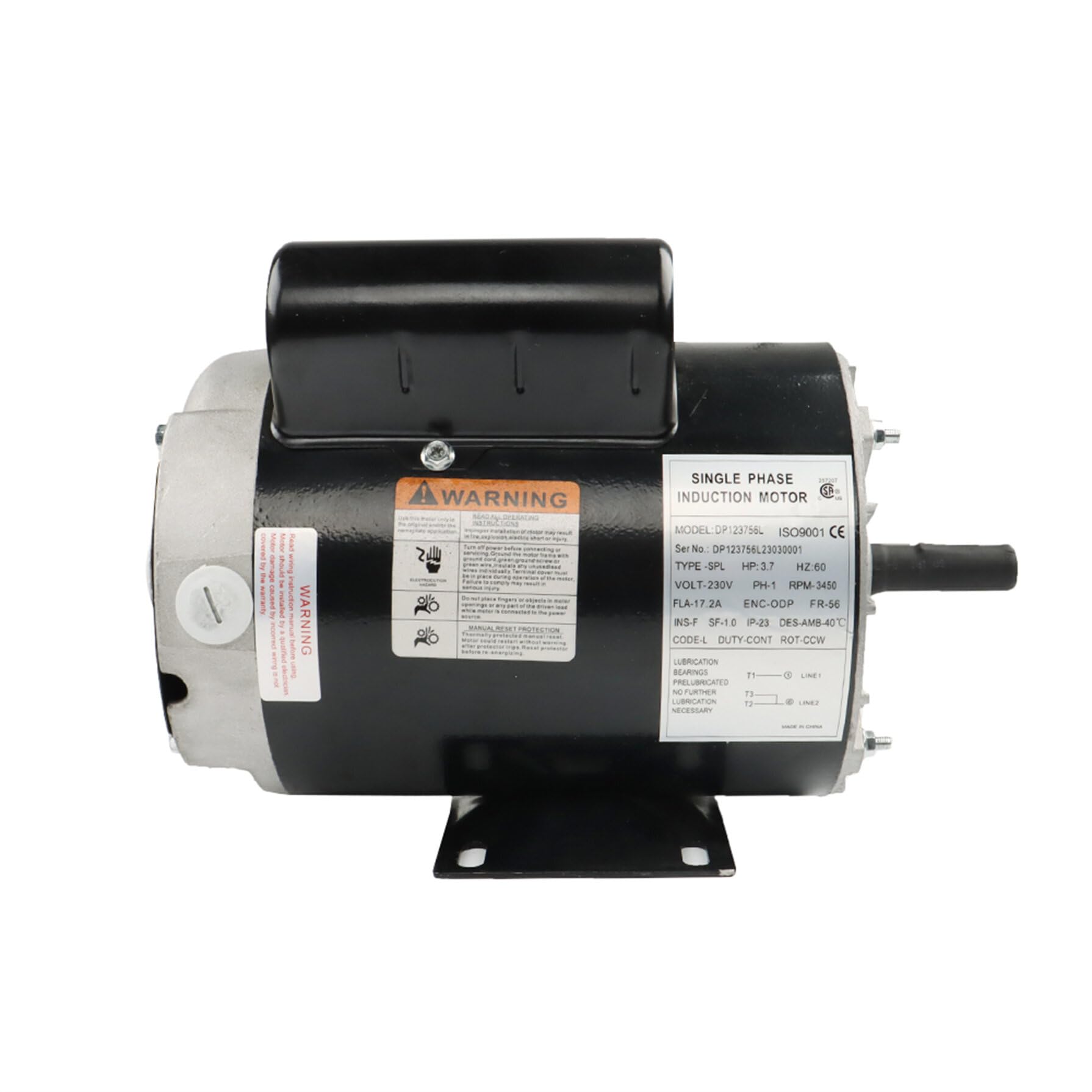 GXYWADY 3.7 HP Universal Air Compressor Motor 56 Frame 3450RPM Single Phase TEFC 5/8 Inch Shaft 60Hz