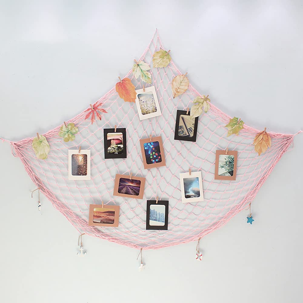Duories Rete da Pesca Decorativa, Decorazione a Tema Marittimo da Spiaggia per Parete, Decorazione con Rete da Pesca per Foto da Fai-da-Te, Cornici da Parete Sospese, Fotorete per Festa a Casa