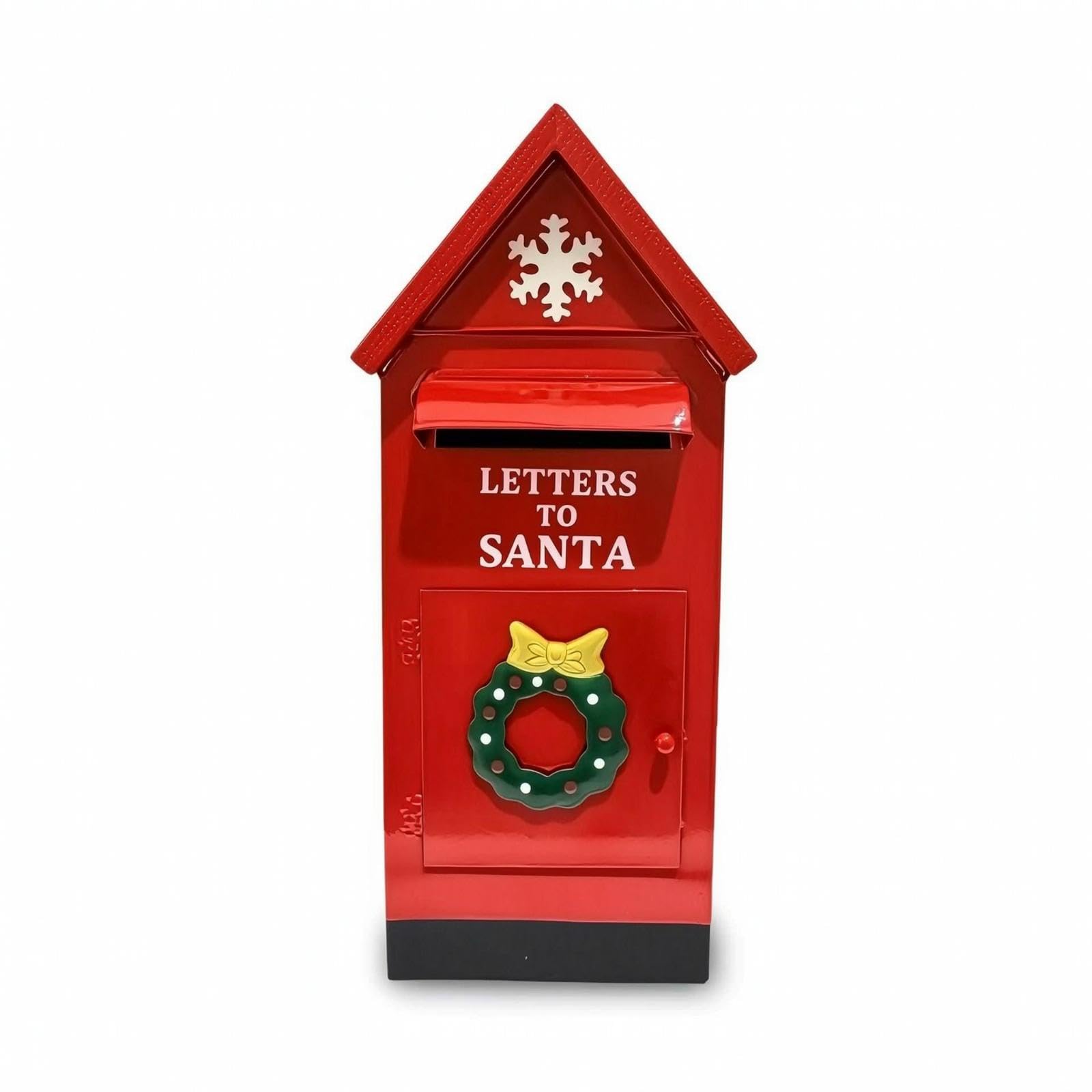 Christmas Mailbox House-Shaped Mailbox with Wreath Decoration Holiday Decorations for Mantel, Entryway-image-13