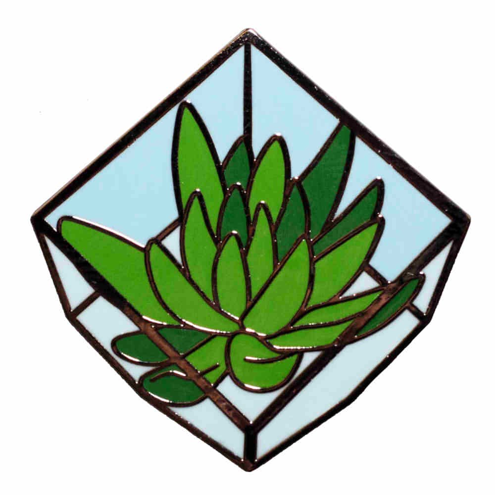 Neurotic Sphynx Succulent Plant Cube Terrarium Enamel Pin