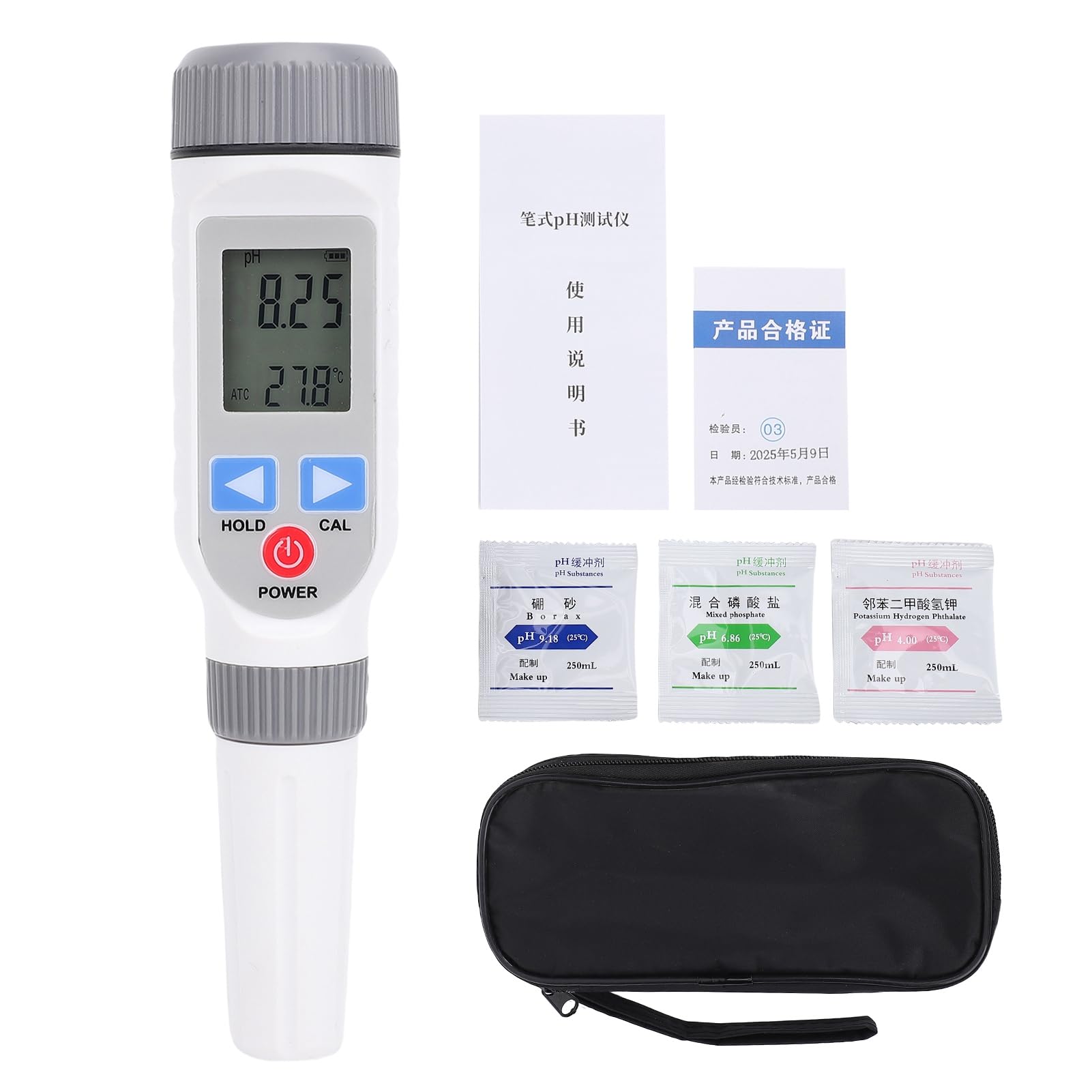 Jiawu Probador de Ph de Alimentos con Pantalla LCD Retroiluminada, Compensación de Temperatura, para Usar en Restaurantes, Uso de la Cocina (PH-C)
