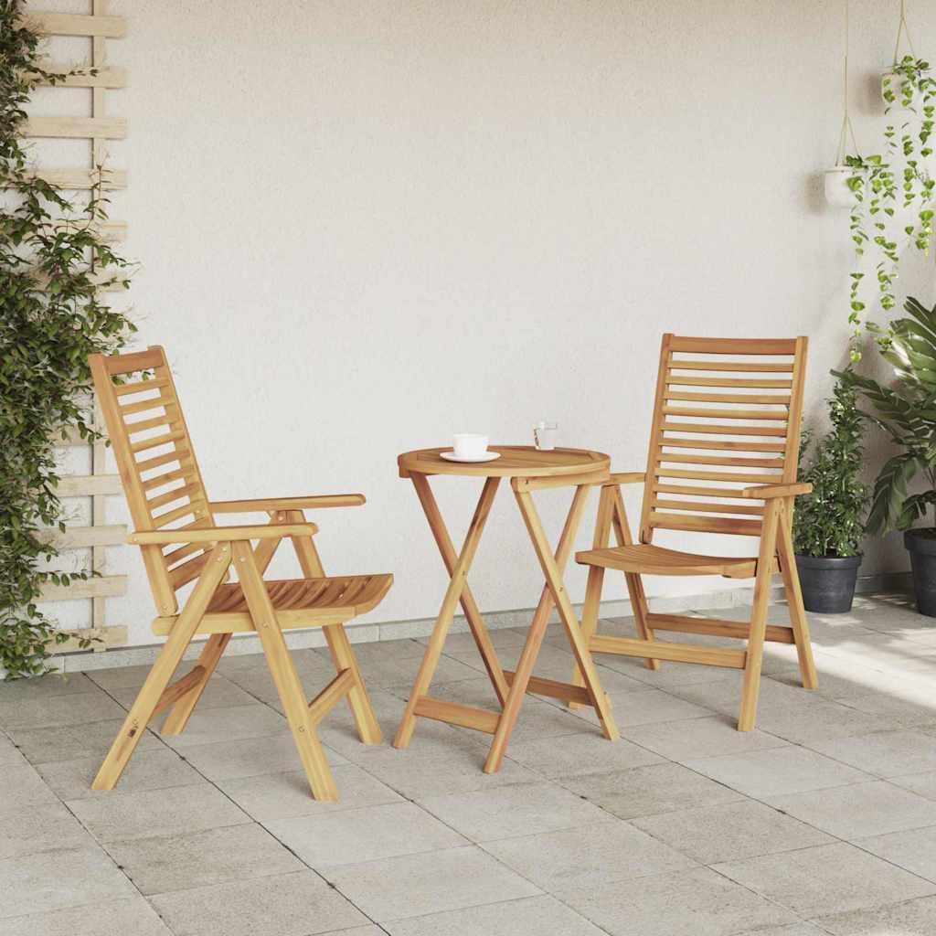 2er Set Akazienholz Gartenstühle klappbar 52 x 64,5 x 108 cm Braun wetterfest modernes Design für Terrasse Balkon und Camping