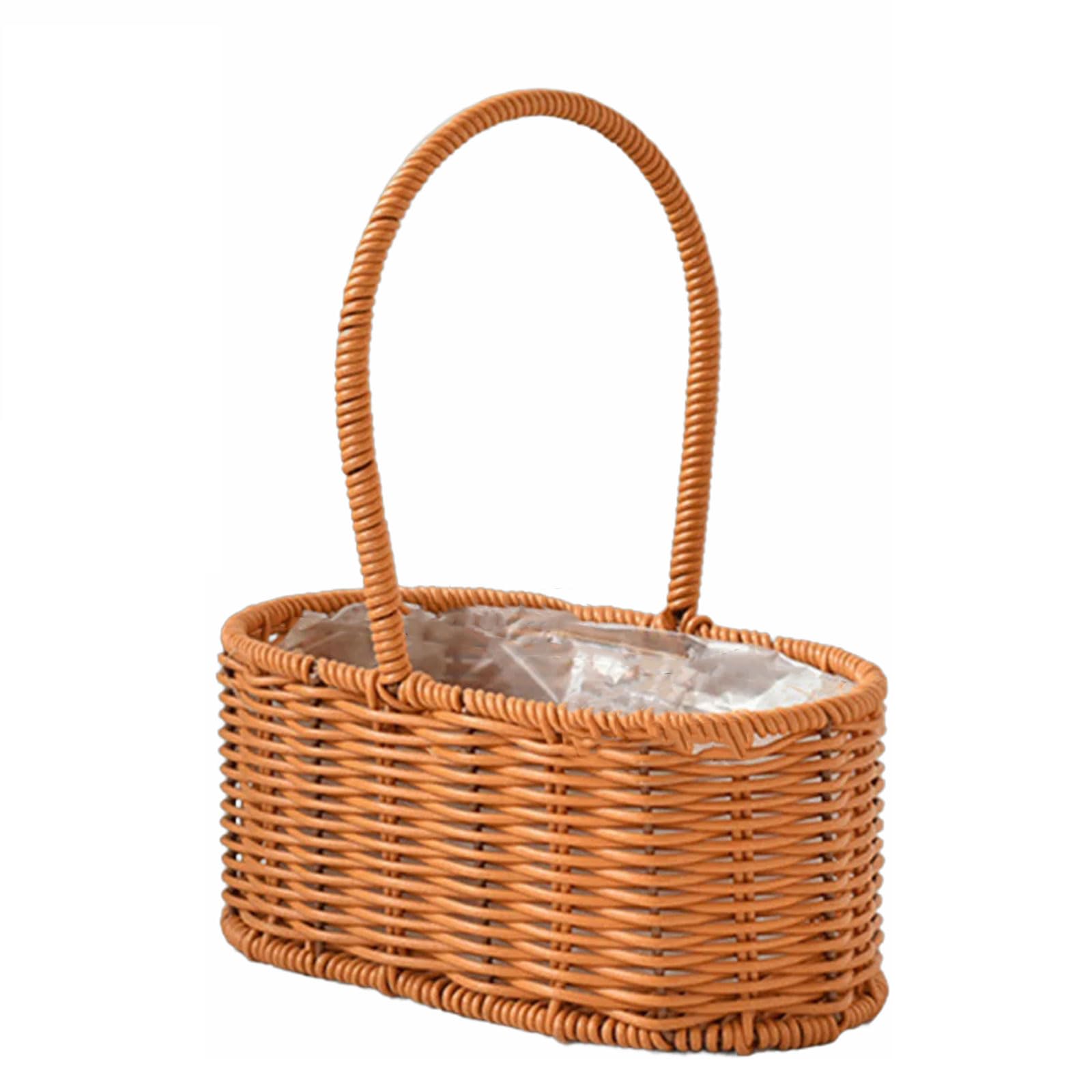 Hsyzygian Girls Type D Handwoven Basket Handheld Basket Versatiles Rattan Baskets Picnics Baskets With Handles Flower For Weddings Kitchen Storage