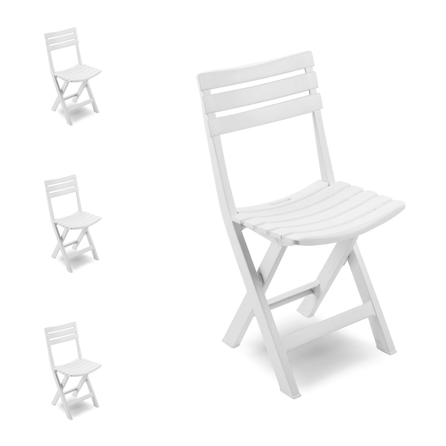 Lot de 4 chaises pliantes pratiques pour terrasse, jardin, balcon et camping - Résistantes aux intempéries - Blanc