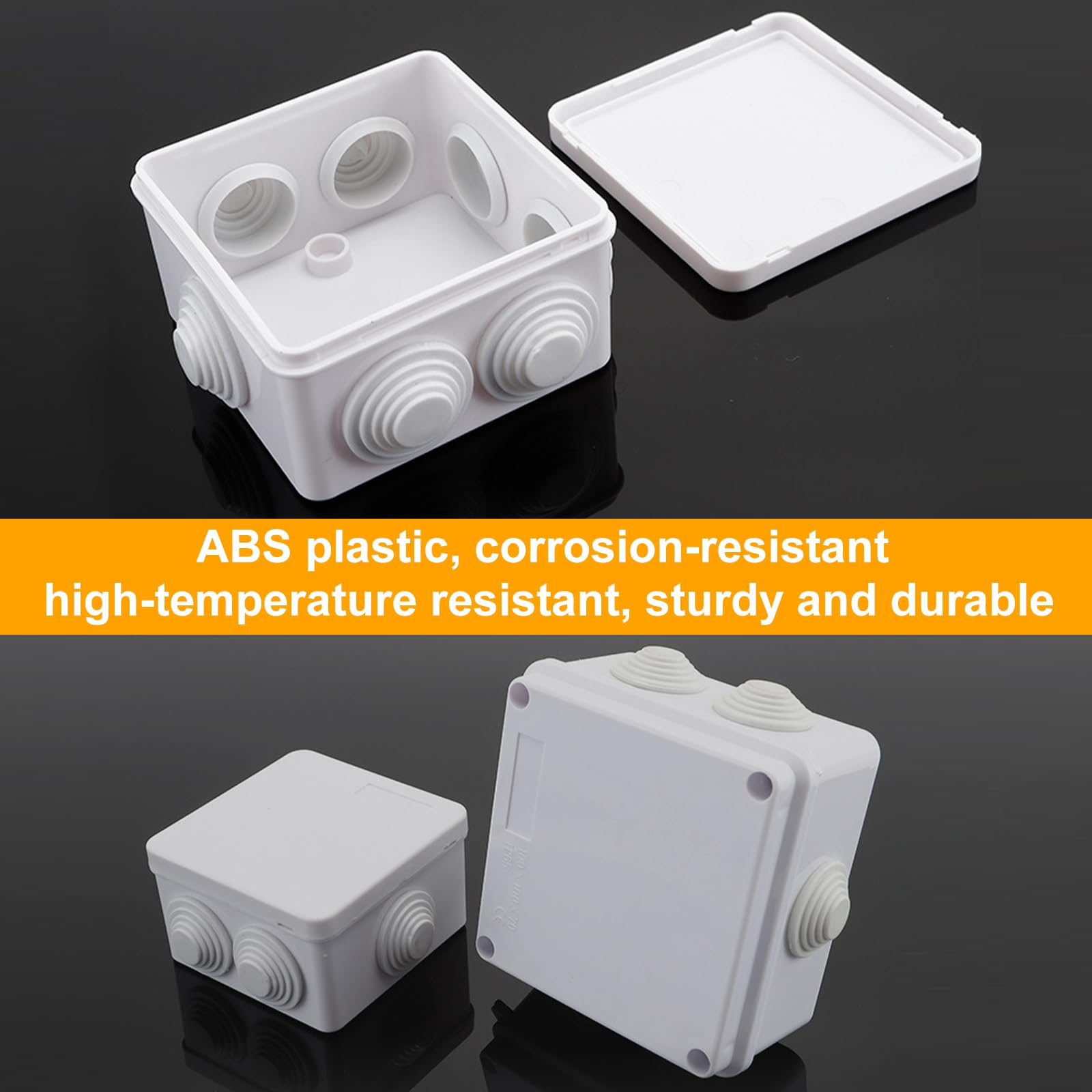 2 Stuks Waterdichte Aansluitdozen met IP65 Bescherming en Vaste Oren - Voor Elektrische Installaties, Communicatie en Energieprojecten | Afmetingen 100x68x50 mm