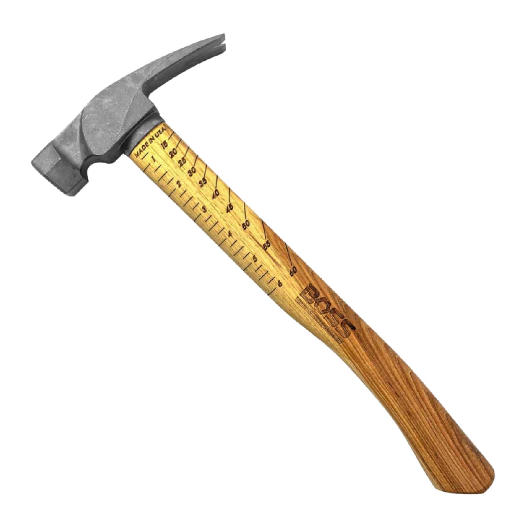 Boss Hammer 16 oz. Ti64 Construction Grade Titanium Hammer - Tennessee Hickory Handle - Framing Square, Rip Claw Design, Magnetic Nail Starter, Milled Face - Made in the USA - BH16TIHI18M