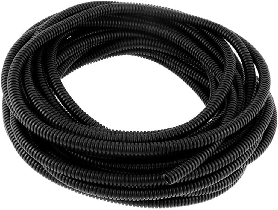 YXQ 5mm Corrugated Tubing Tube PE Plastic Non Split Bellows Pipe Black Electric Conduit Liquid Wire Loom Cable Cover Sleeve(10M Length)