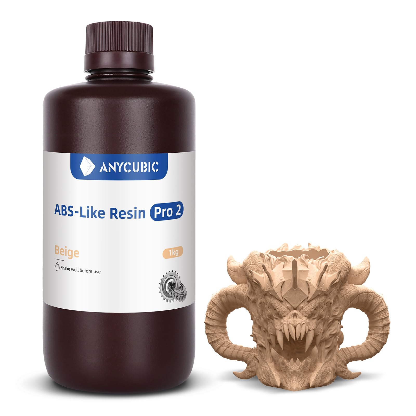 ANYCUBIC ABS-Like Resin Pro 2, Żywica do Drukarek 3D o zwiększonej wytrzymałości i odporności, wysokiej precyzji i minimalnym skurczu, Beżowy 1000g