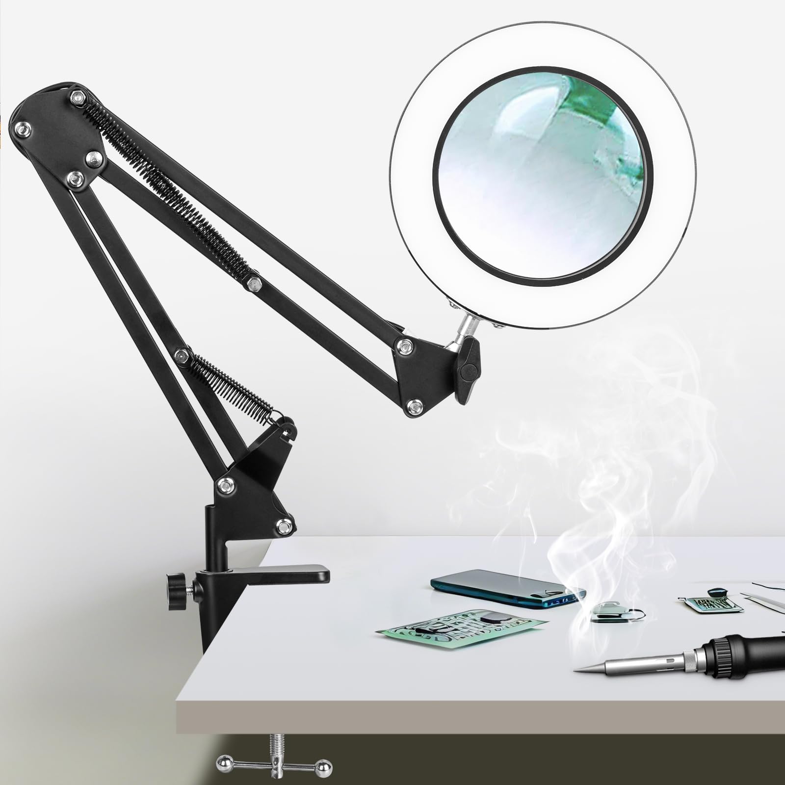 Aazon.co: 10X agnifying Glass Lap, Adjustable Swing Ar 72 LEDs