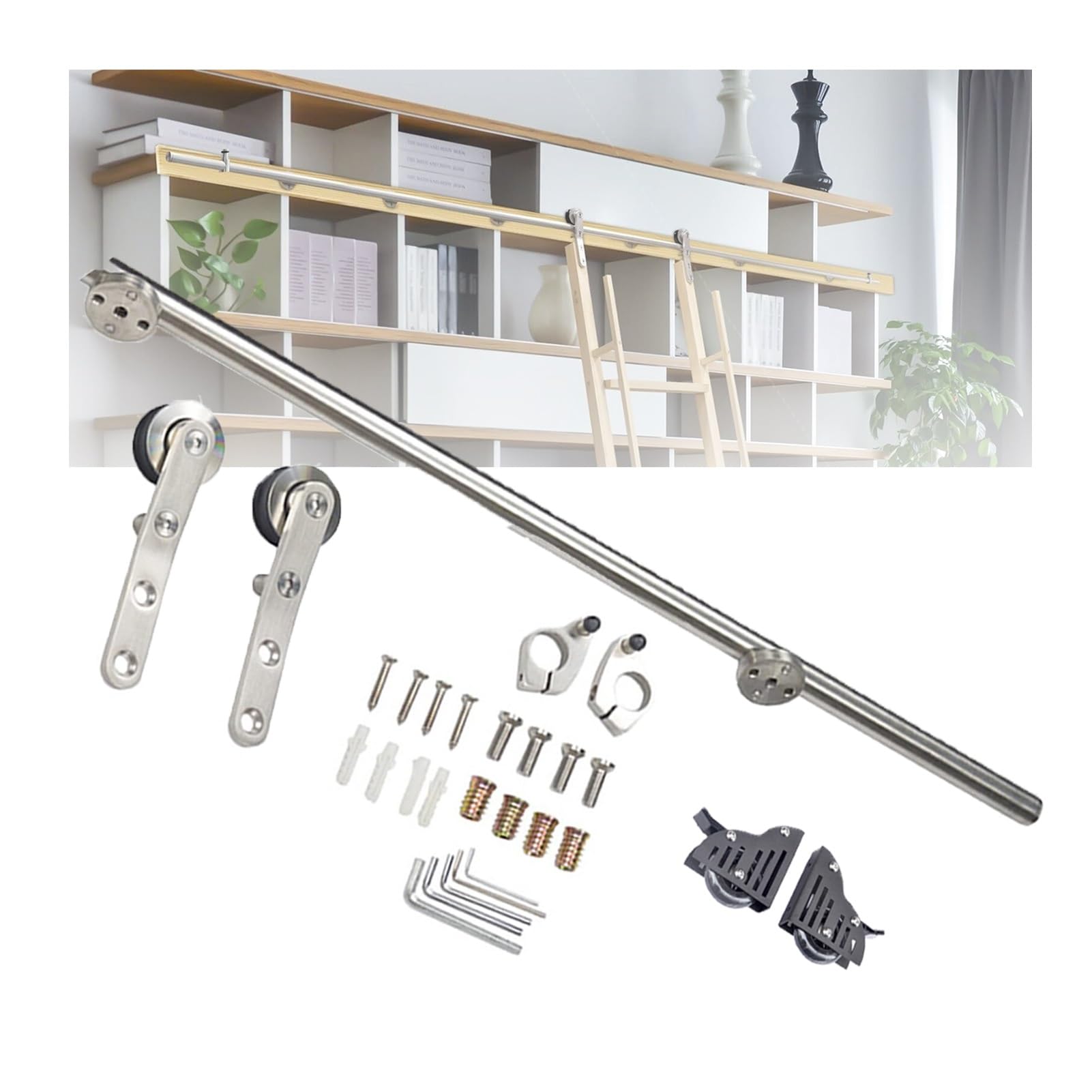 Kit de herrajes para escalera rodante en estudios y áticos con techos altos