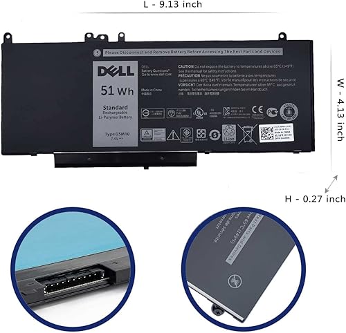 Miniatura 3 de DELL G5M10 - Batería para portátil Dell Latitude 14 E5450 5450 Dell Latitude 15 E5550 5550 Series Notebook 15.6 pulgadas G5M10 0WYJC2 8V5GX R9XM9