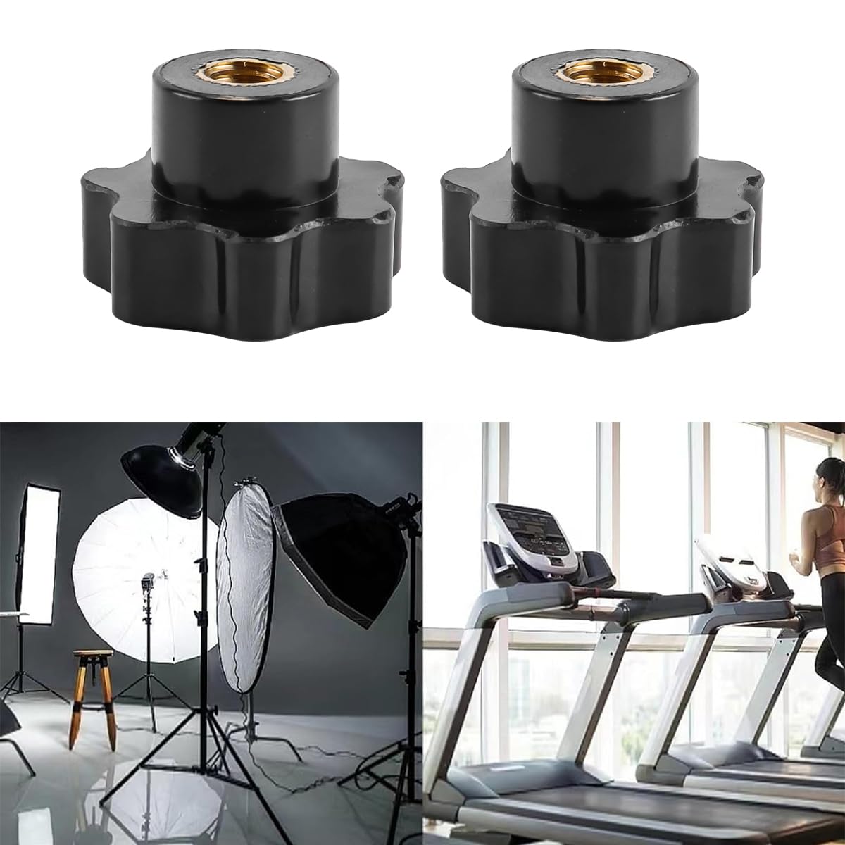 6 pezzi di dadi a stella M8 con impugnatura zigrinata, dadi a stella da 32 mm con filettatura interna per attrezzature meccaniche, mobili, attrezzi da fitness