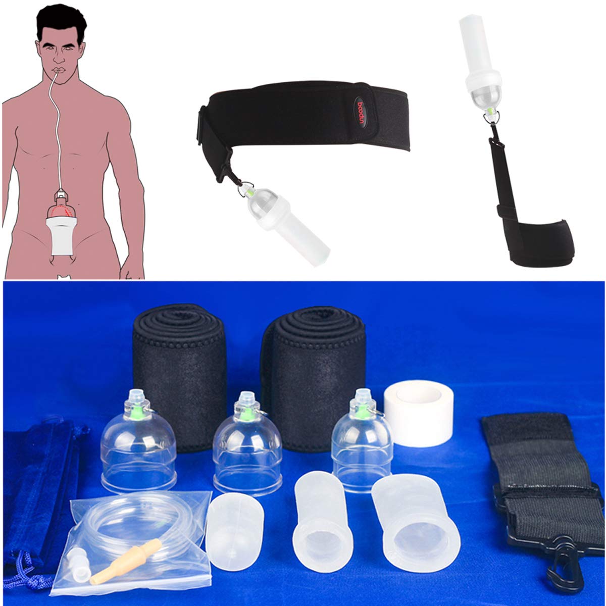 Agrandissement du pénis Dispositif d'exercice de tension, La civière physique d'agrandisseur de pompe de pénis de prolongateur de pro augmentent le prolongateur de pénis (1 set)