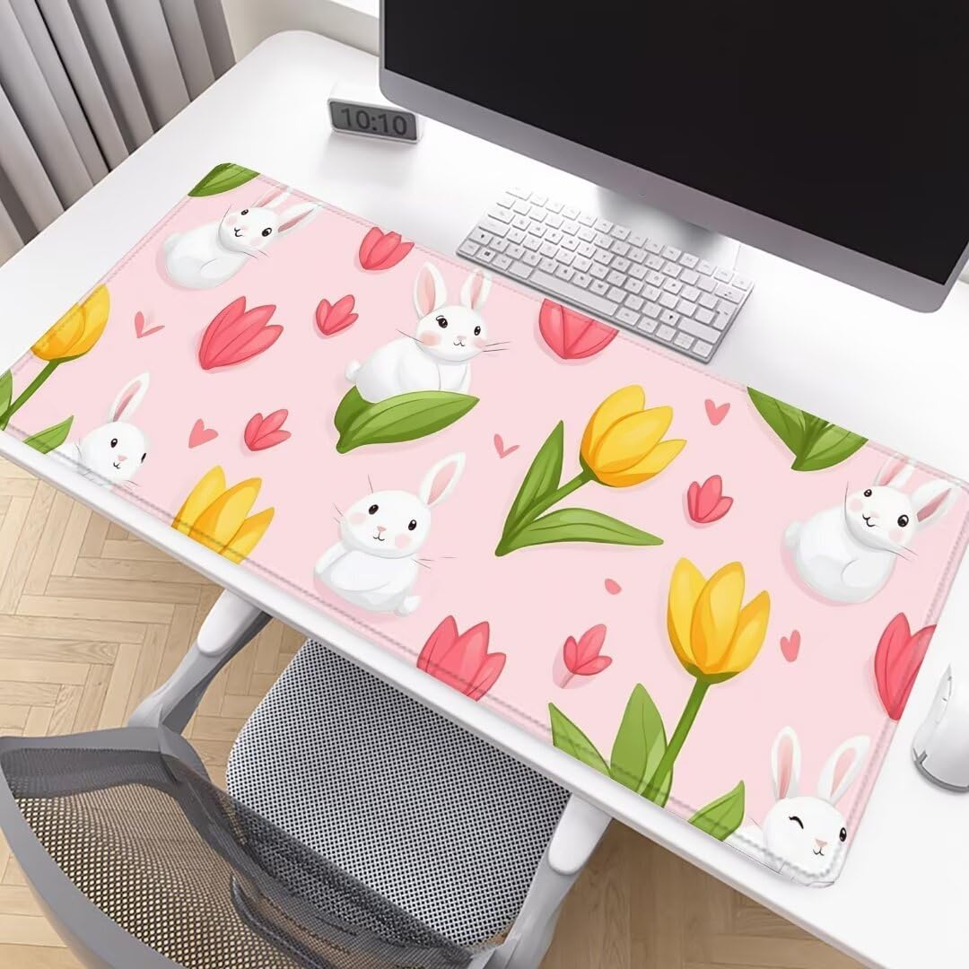 Tapis de Souris de Jeu Rose Tapis de Souris XXL 1600x800x3mm Mignon Tapis Souris Gaming Grand, avec Bords Surpiqués et Base en Caoutchouc AntidéRapant Surface, AméLiore La PréCision et La Vitesse