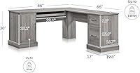 Vista 3 de BELLEZE Escritorio moderno de esquina en forma de L para computadora o computadora portátil o estación de trabajo de estudio de escritura
