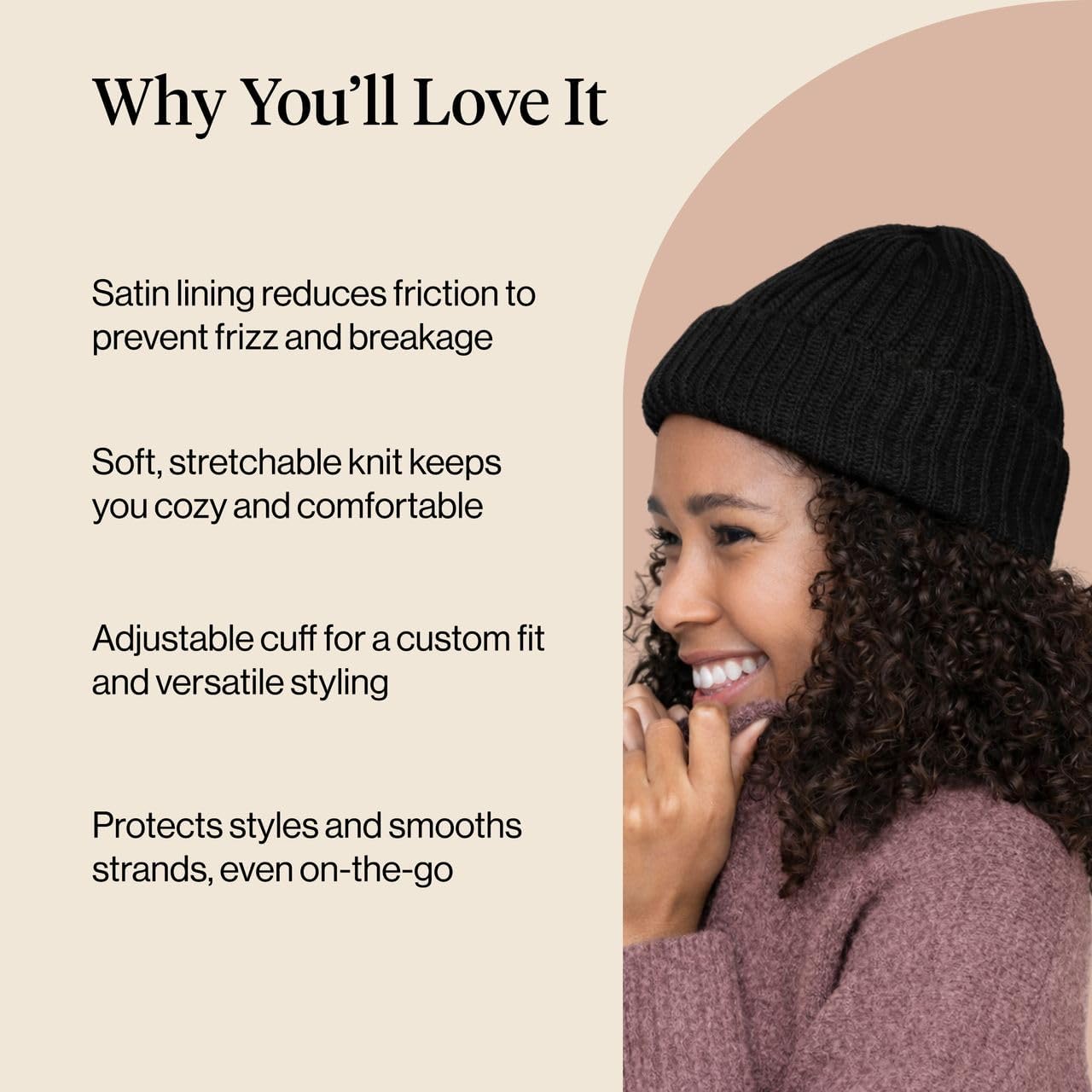 Kitsch Glazey™ Satin Lined Beanie for Men and Women – Cozy Winter & Anti Frizz Beanies for Men, Stylish Hat for All Hair Type