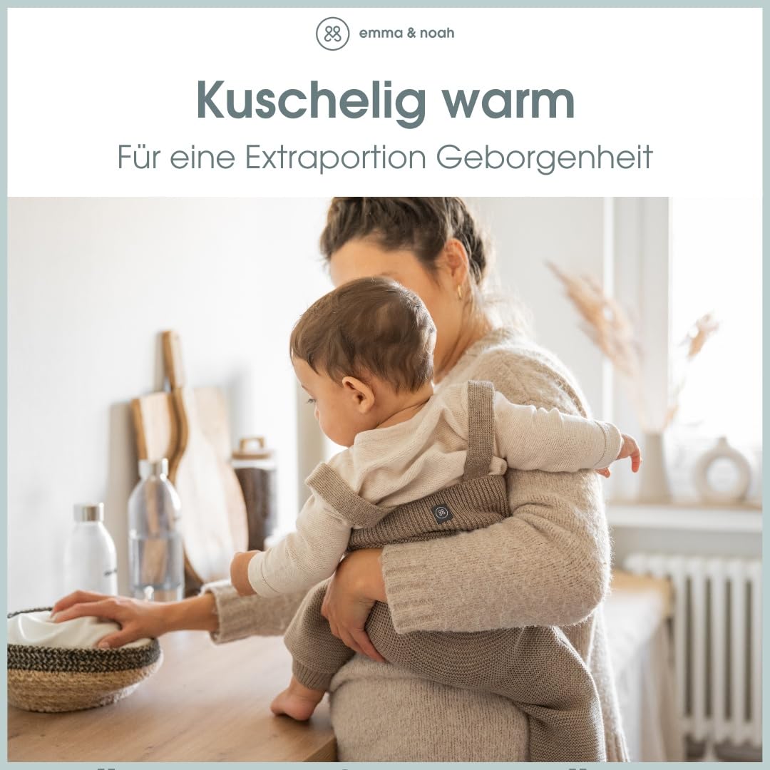emma & noah Strickhose aus 100% Wolle (Merino), mitwachsend & weich, atmungsaktive Wollhose für Babys, ideal für Herbst & Winter Gr. 50–80