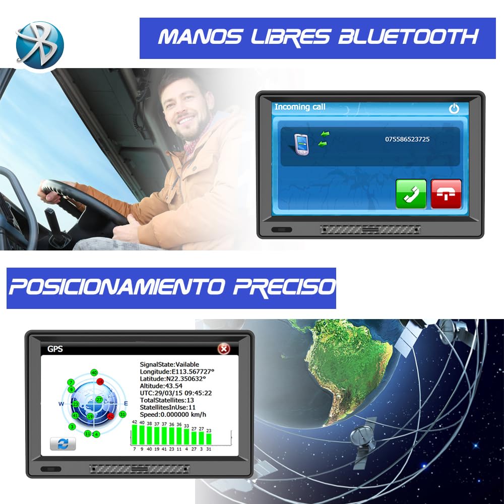 Navegador GPS Bluetooth con 9 Pulgadas para Camiones y Coches, con Visera y Actualizaciones de Mapas de Europa para Toda la Vida — view 2