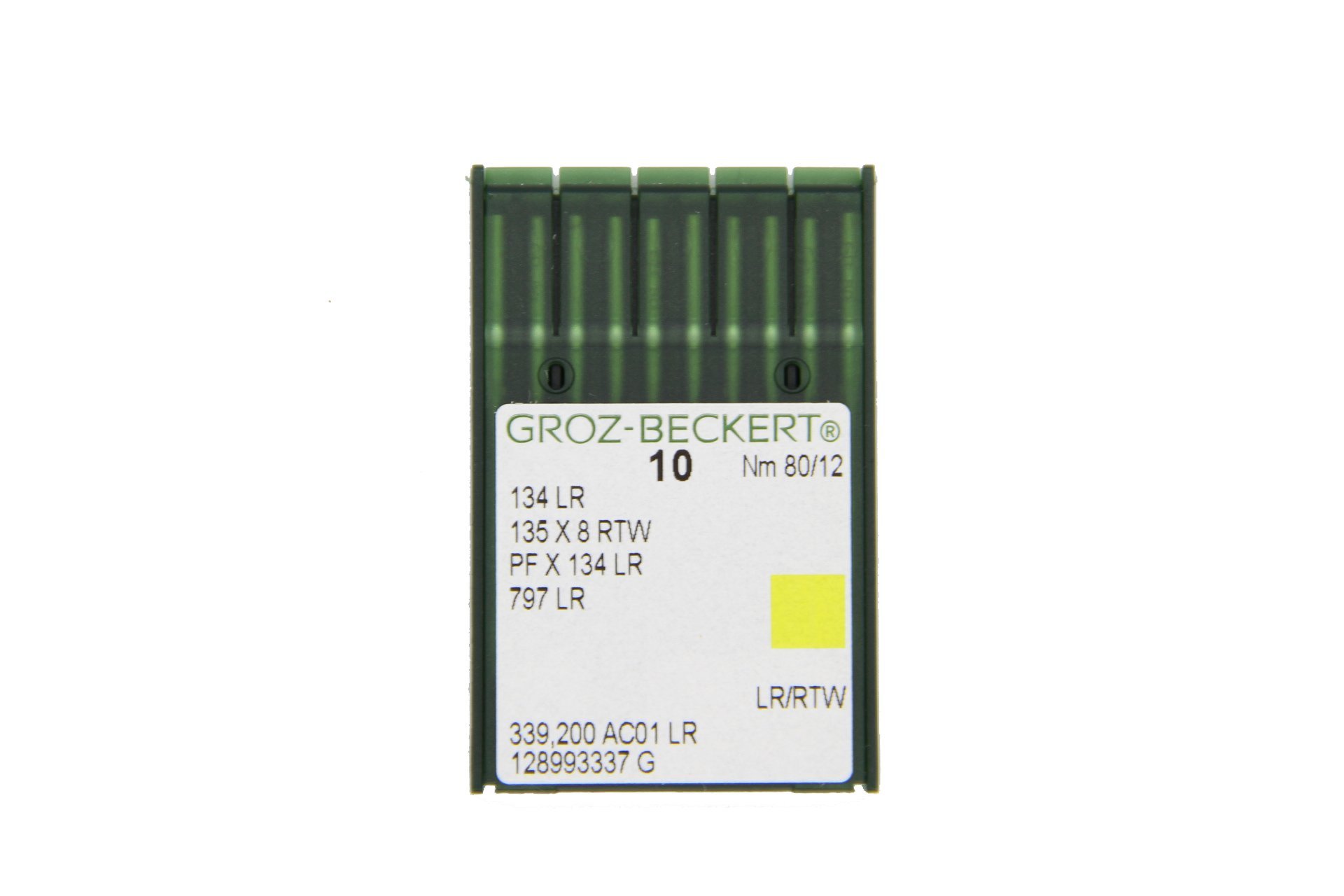 Groz-Beckert Pack of 10 Sewing Needles (Full Assortment) (Selection) (134 LR|Round Piston and Cutting Tip|Nm. 80/12)