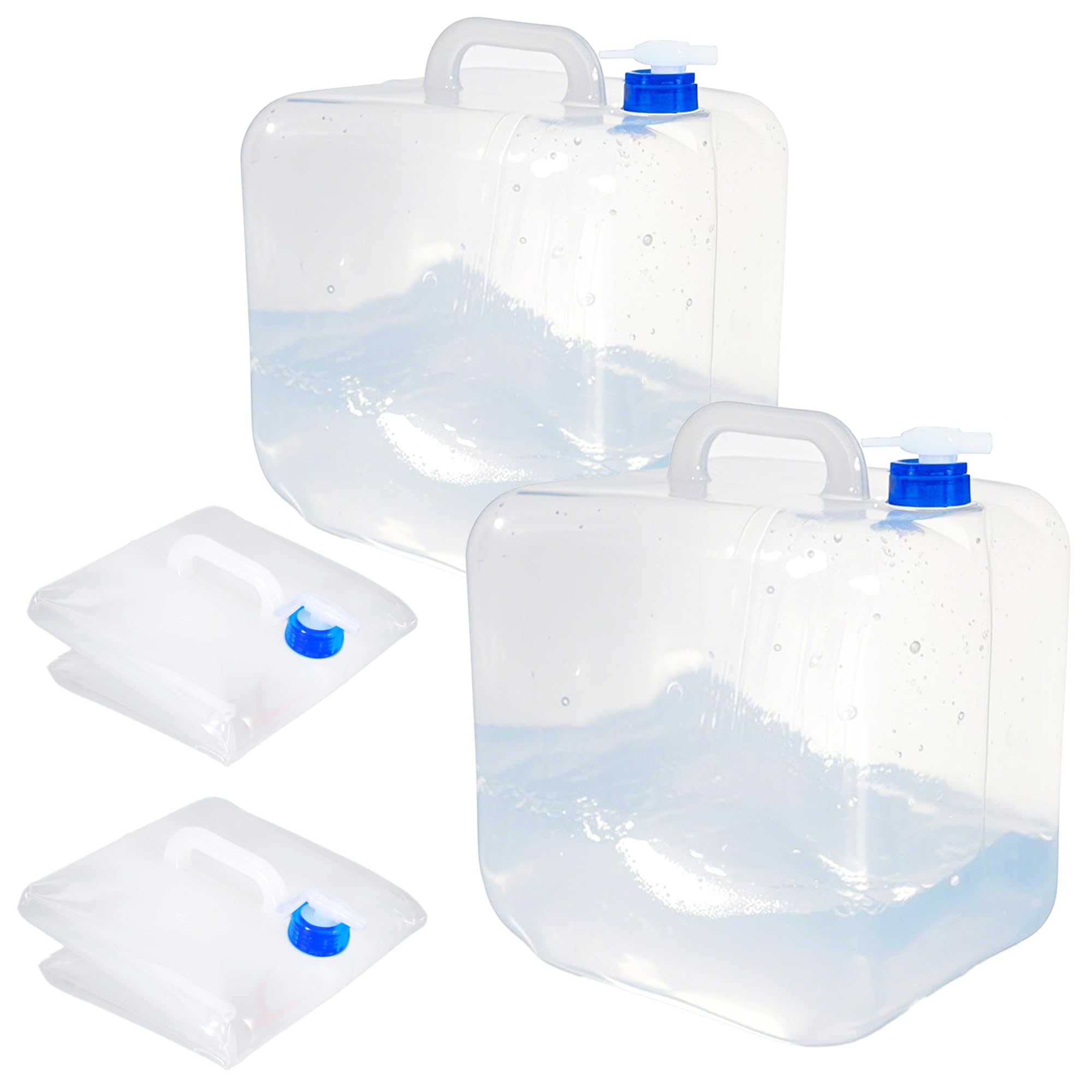 SISKEYCOOC 2er Set Wasserkanister Faltbar mit Zapfhahn & Haken, BPA frei Wasserbehälter, Wassertank mit Hahn, Tragegriff, Trinkwasserkanister für Camping Wandern Überleben Kit 10L/20L (2 x 10L)