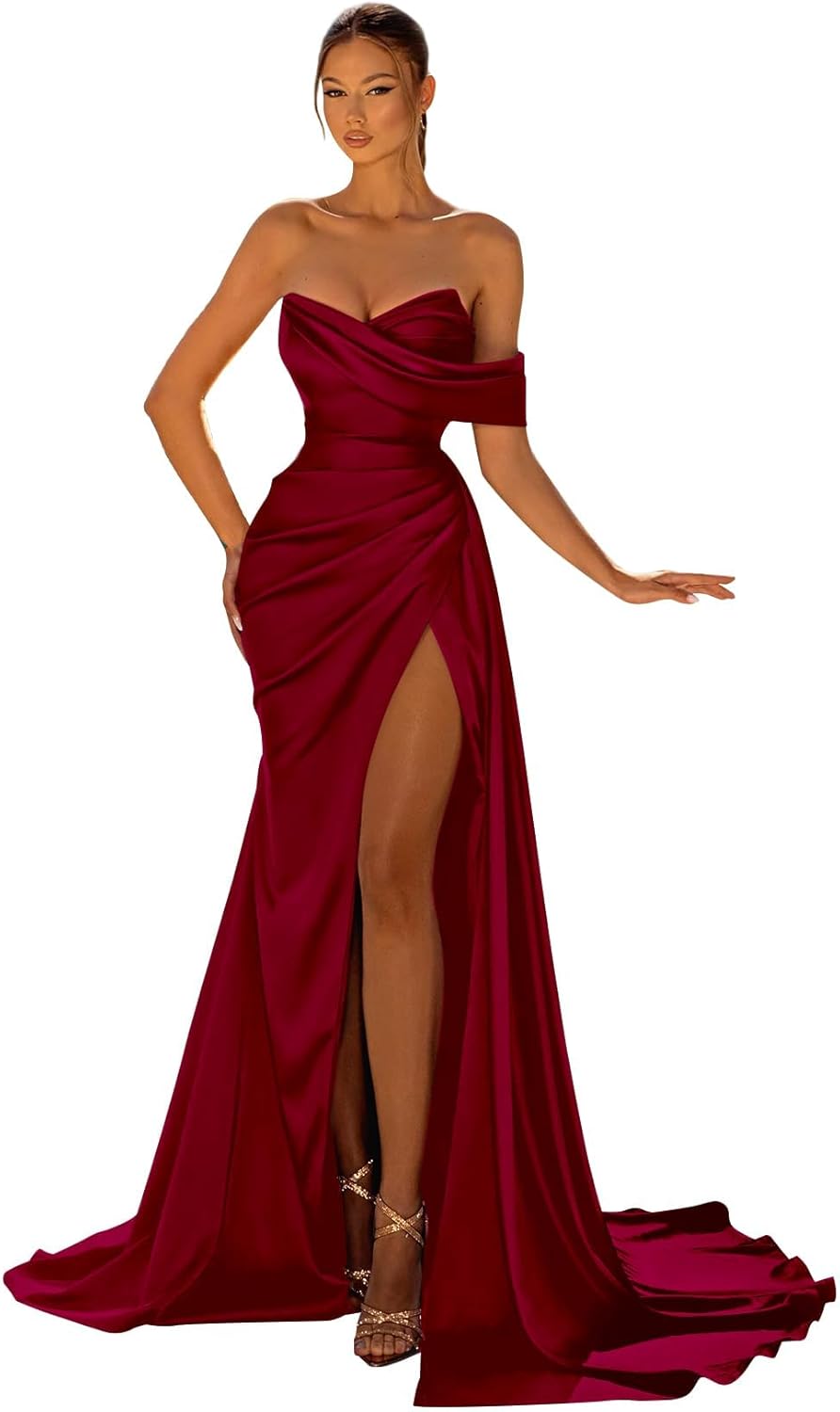 Womens Satin Prom Dresses Long Off Shoulder Mermaid Kuwait Ubuy