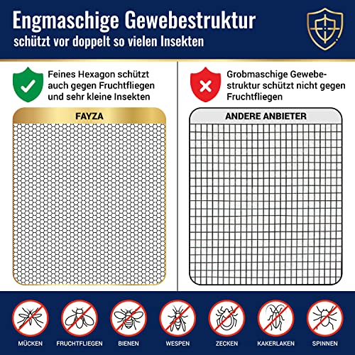 FAYZA Fliegengitter Fenster groß 1,50x2,50m für bodentiefe Fenster - Premium Qualität - Insektenschutz Fenster - Moskitonetz - Fliegennetz Fenster - Insektenschutznetz - Mückenschutz - Mückennetz