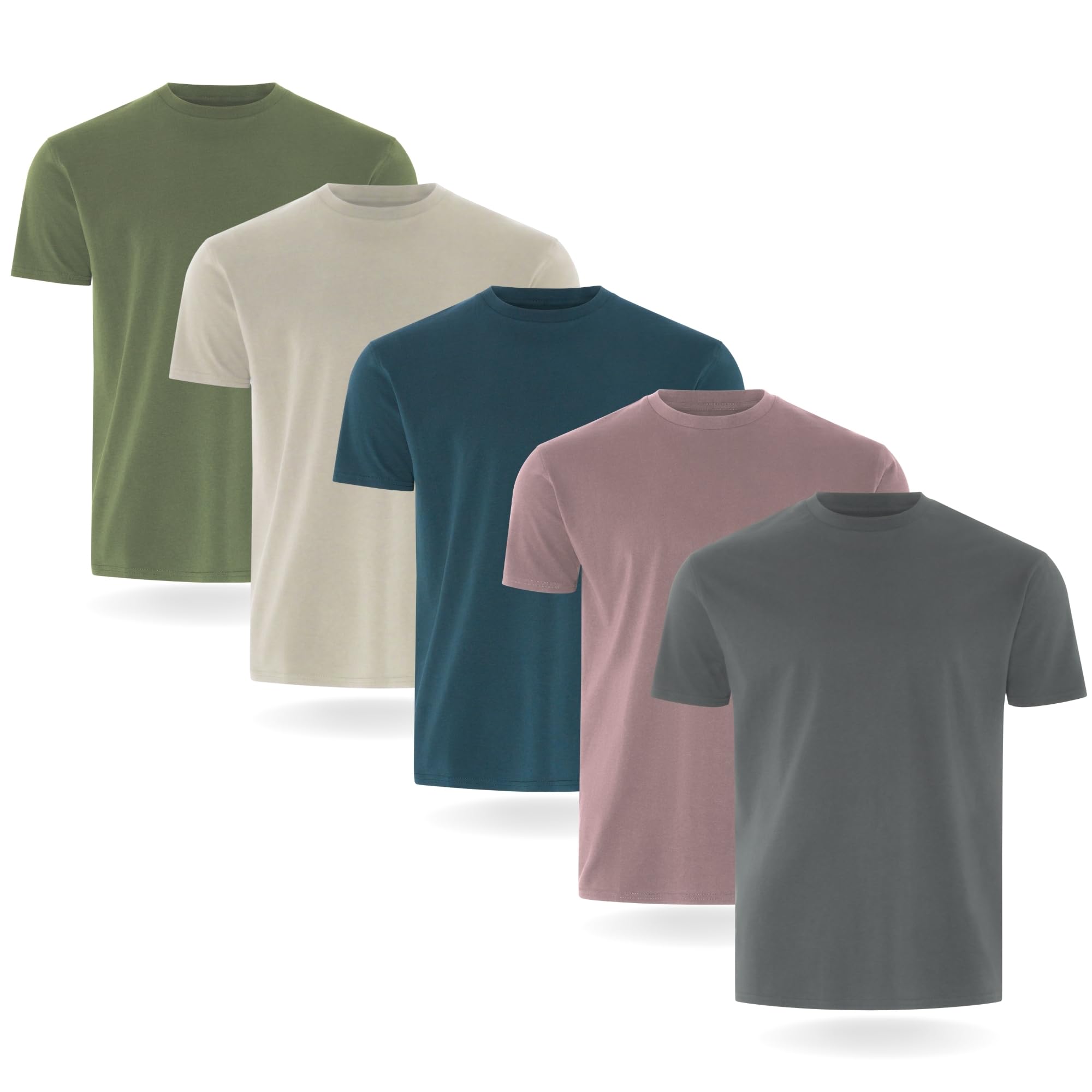 FM London 3/5-Pack Mens T Shirt - Premium Weight T-Shirts for Men with Lightly Fitted Design - Super Soft - Made with 100% Cotton - Stretch Fit for Any Occasion - Durable Comfort Fit