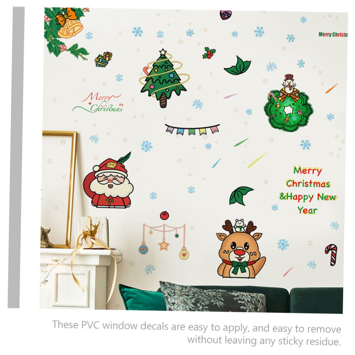 OSALADI 24pezzi Vetrofanie Natalizie Adesivi Murali Cartoon Per Decorazioni Festive Su Finestre e Vetrine Impermeabili e Rimovibili Per Natale e Casa
