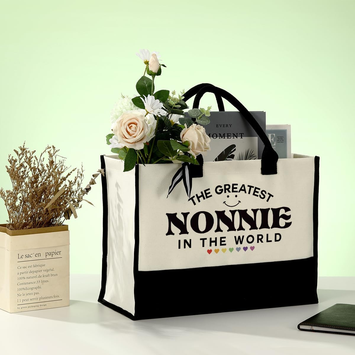 EDCTO Nonnie Tote Bag Gift, The Greatest Nonnie In the World, Nonnie Gift Utility Tote, Cotton Canvas Tote Bag, Canvas Tote Bag for Gifting, Inspirational Gift, Mother's Day Birthday Gift for Nonnie - Image 6
