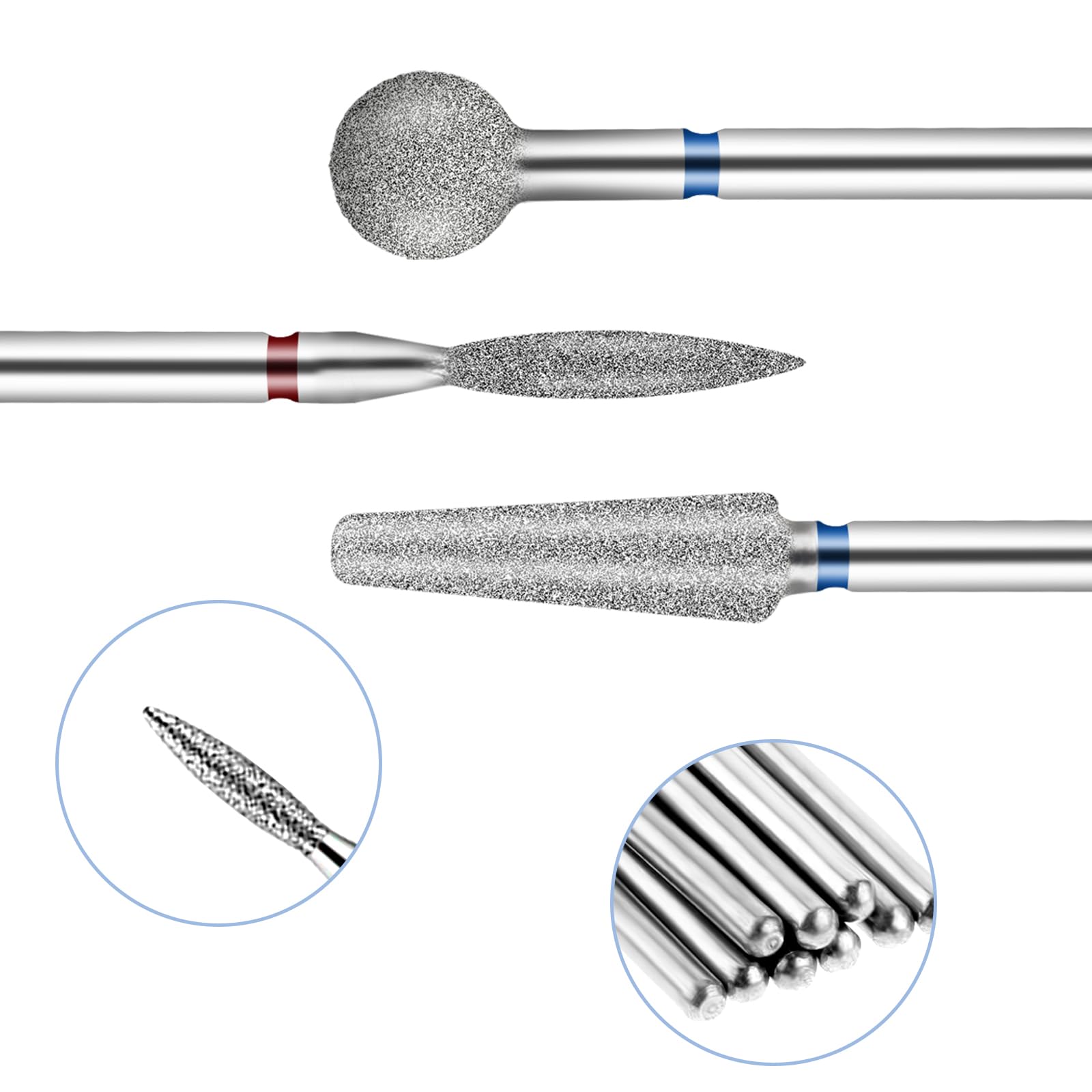 Qianyu Set di 3 punte per fresa per unghie, in lega di tungsteno, per unghie, in metallo duro, per rimuovere le cuticole, gel acrilico, testine abrasive professionali per manicure pedicure