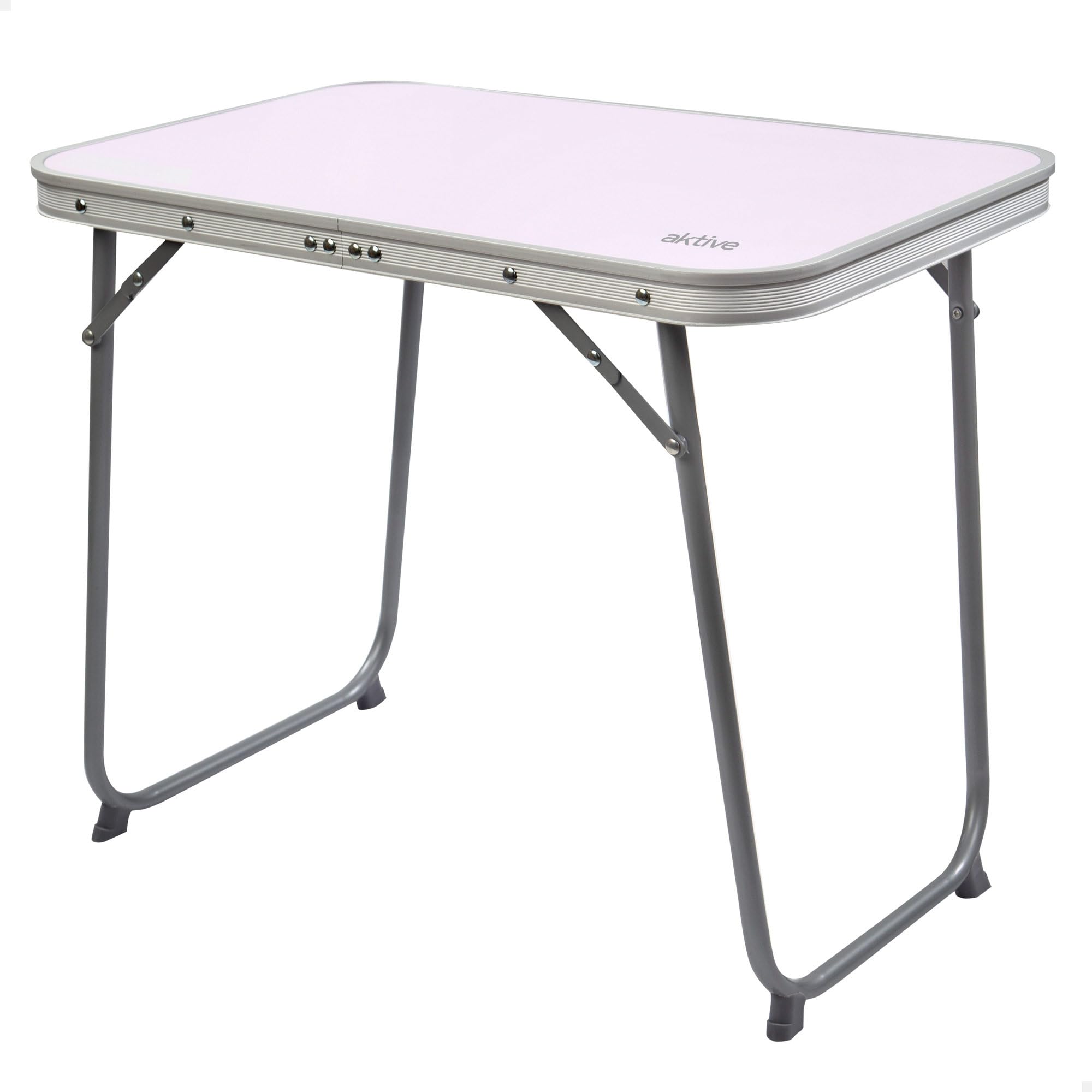 AKTIVE Tavolo da campeggio pieghevole, tavolo leggero, gambe pieghevoli, dimensioni 60x40x50 cm, legno MDF, struttura in acciaio, colore malva, maniglia per il trasporto, Campeggio