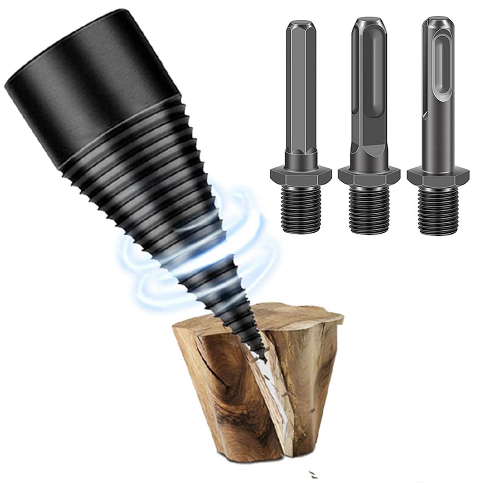 Trapano Per Cono, Vite Spaccalegna Per Trapano, Punta Spaccalegna Per Trapano, 42Mm Trapano Per Legna Da Ardere, Spaccalegna Per Uso Domestico Con 3 Manici Per Trapano Attrezzi Da Campeggio
