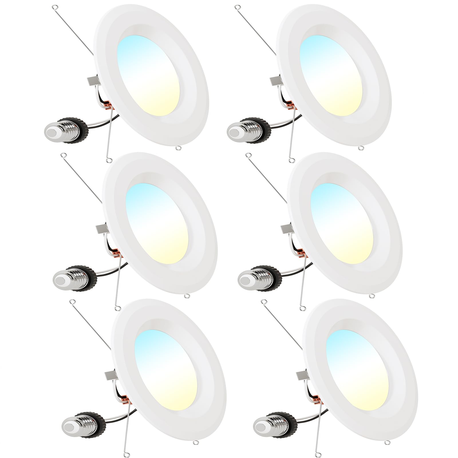AIDROIT Recessed Lighting 6 Inch, 6 Pack 5CCT Retrofit LED Can Lights, Selectable 2700K/3000K/3500K/4000K/5000K, Dimmable Downlight, 8.8W=100W, 850LM,