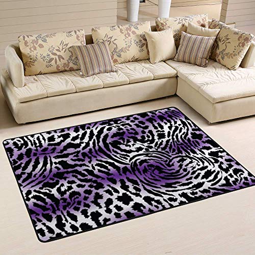 Tapis léopard antidérapant grand format lavable pour salon - 6