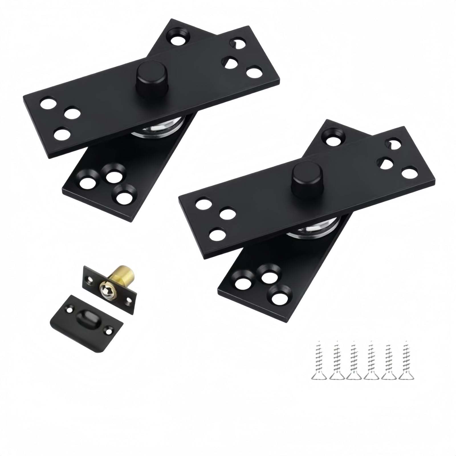 Calsurwsl Black Stainless Steel Pivot Door Hinge, Pack Of 2 Heavy Duty 360° Concealed Central Axis Hidden Door Shaft(Black)