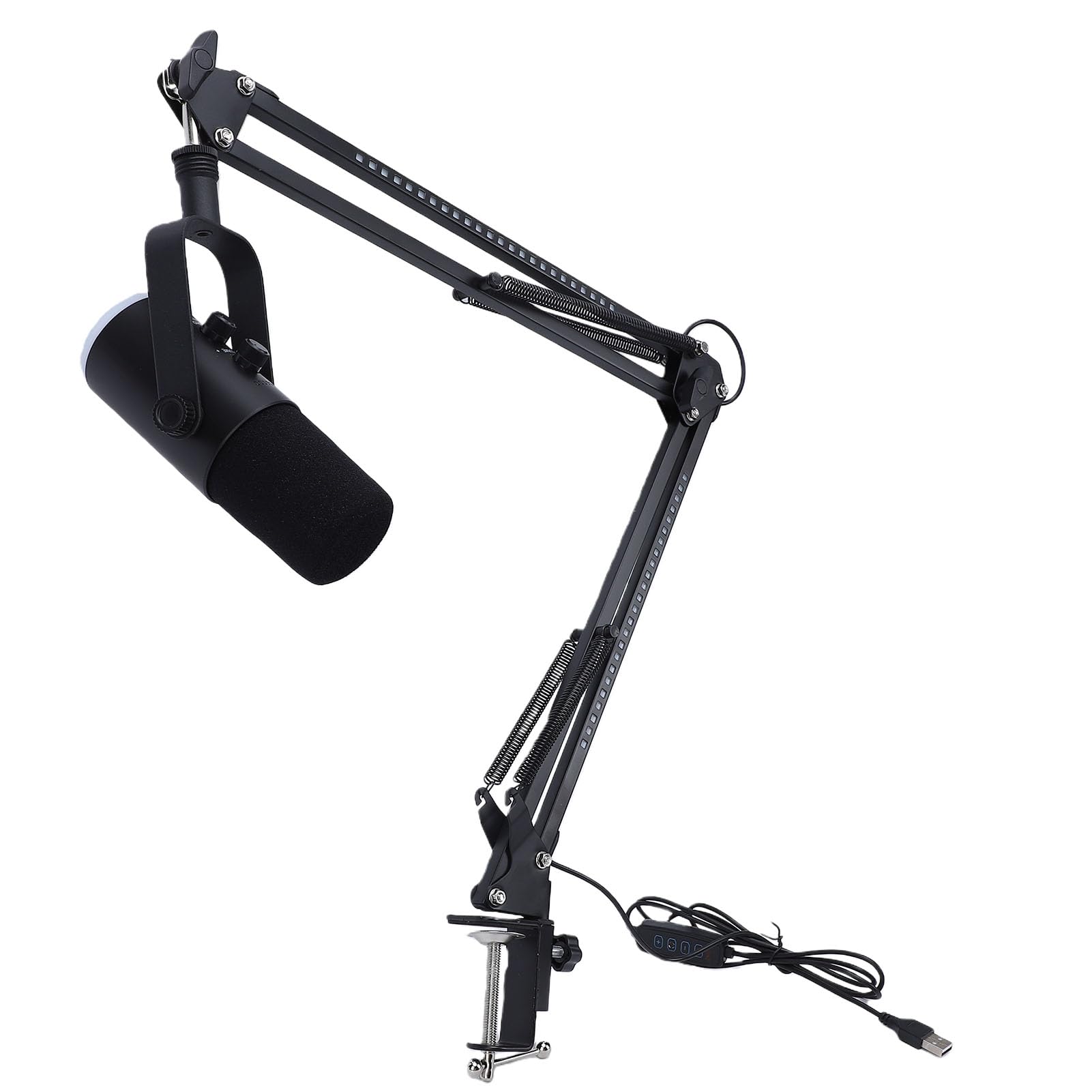 RiToEasysports Gaming-USB-Mikrofon, Dynamisches RGB-Kondensatormikrofon mit Galgenarm und Lautstärkeregler, PC-Gaming-Mikrofon aus Kunststoff und Metall für Streaming-Podcast-Aufnahmen (Black)