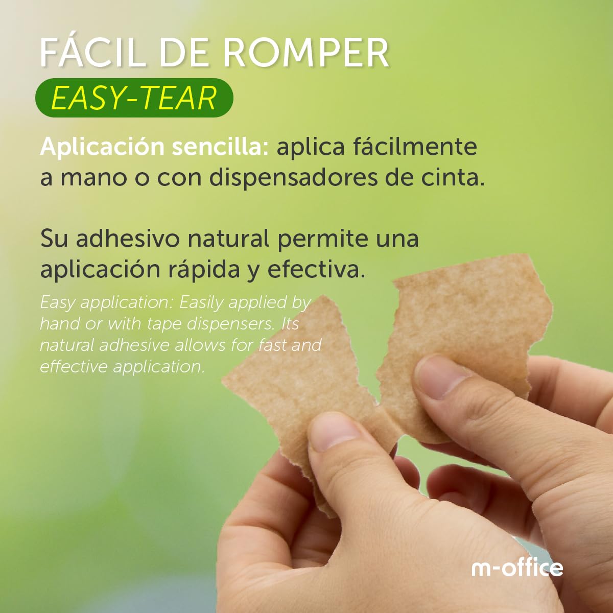m-office Cinta Adhesiva Papel Kraft, Cinta de Embalar Adhesiva para Embalaje de Cajas, Envíos, Mudanzas y Manualidades, Cinta de Papel Embalaje, Cinta Marrón Papel Kraft (1 ud, 50mmx50m)