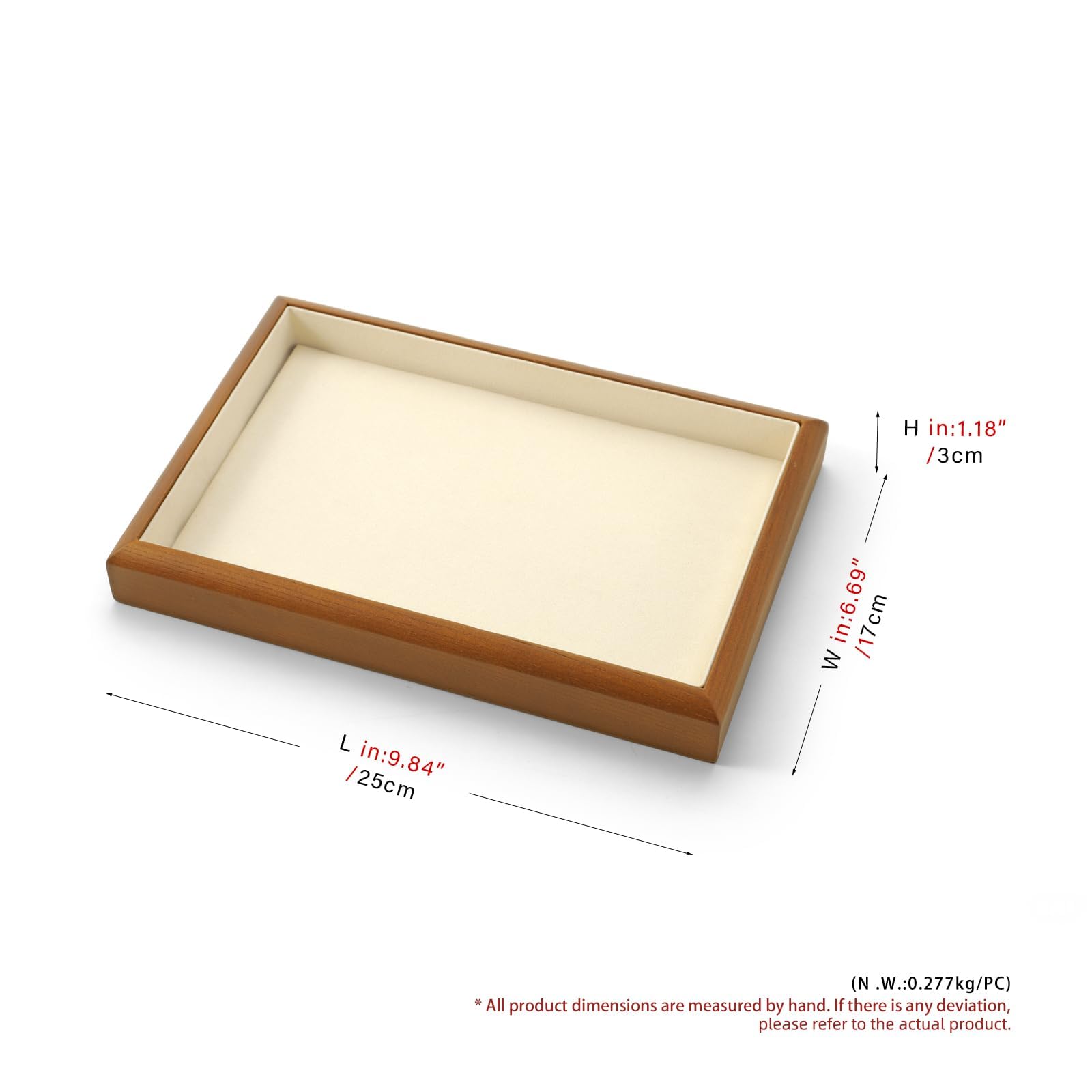 Oirlv Bandejas Planas De Madera Maciza Para Joyas, Apilables, Organizador De Joyas, Joyero (Blanco Crema) | Bandeja de madera compacta. Ideal para cajón, vitrina y uso diario
