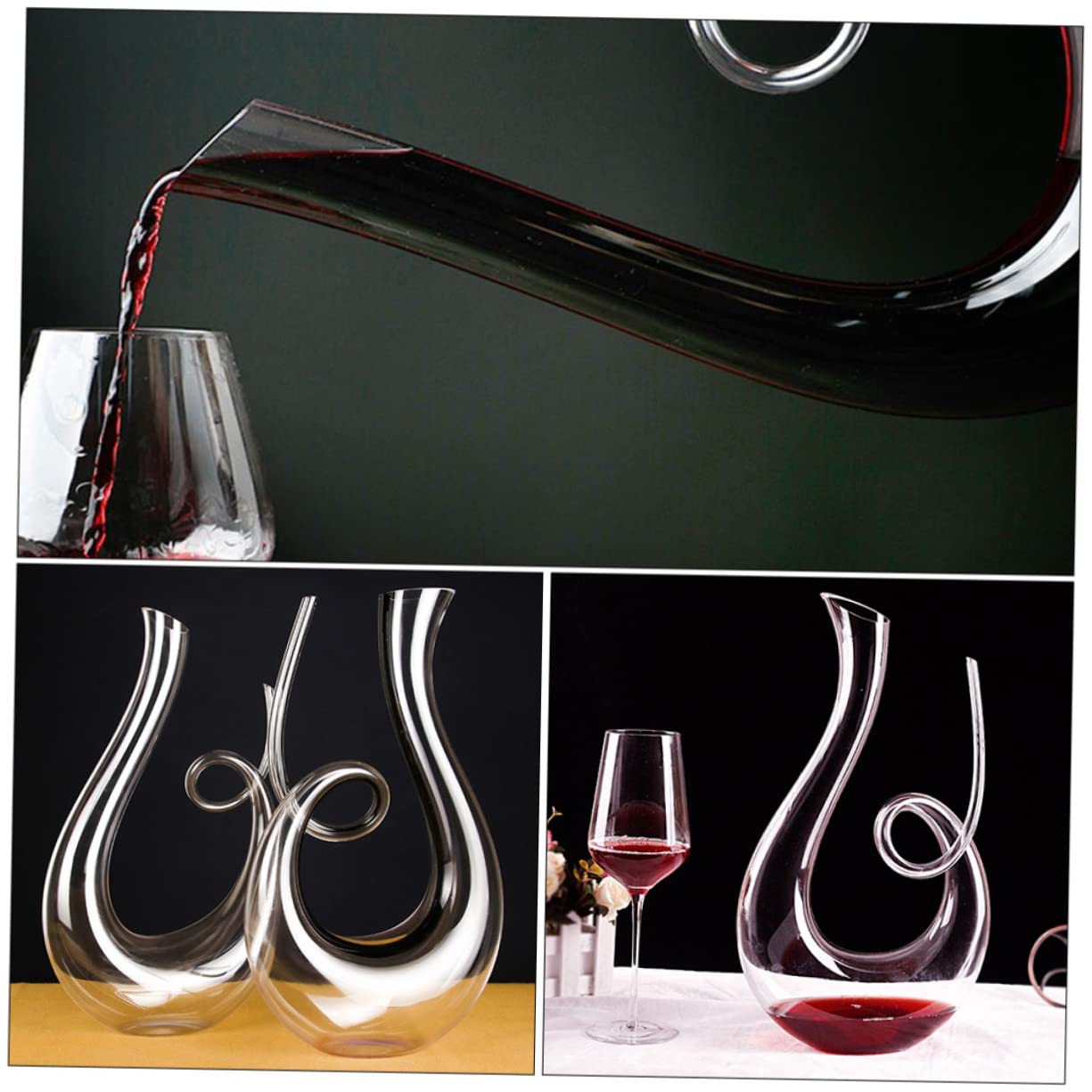 PRETYZOOM Elegant 1300ml Crystal Glass Wine Decanter Stopper Chilled Wine Dispenser Aerator Wine Set