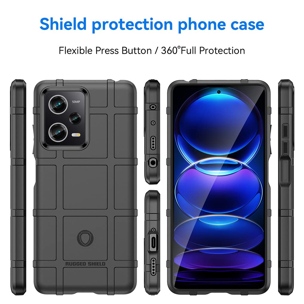 SEAHAI Cover per Xiaomi Redmi Note 12 PRO+ Plus 5G, Militare Custodia Protettiva con Tutto Il Corpo, Case Cover Antiurto Anti-Caduta con Fodera in Microfibra - Nero