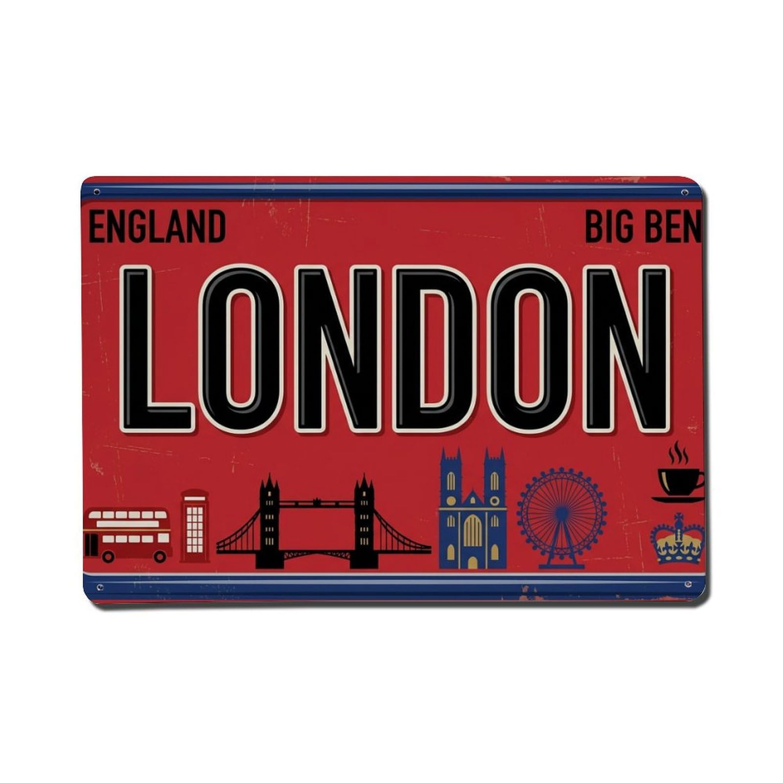 London England Big Ben Telephone Booth Metal Tin Sign