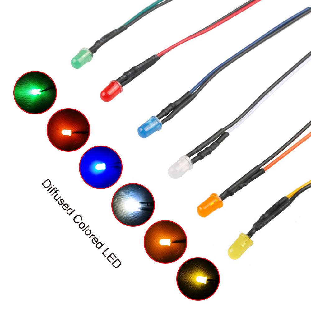 Zerone Diode &eacute;lectroluminescente LED Filaire 10pcs 12v 5mm LED Light