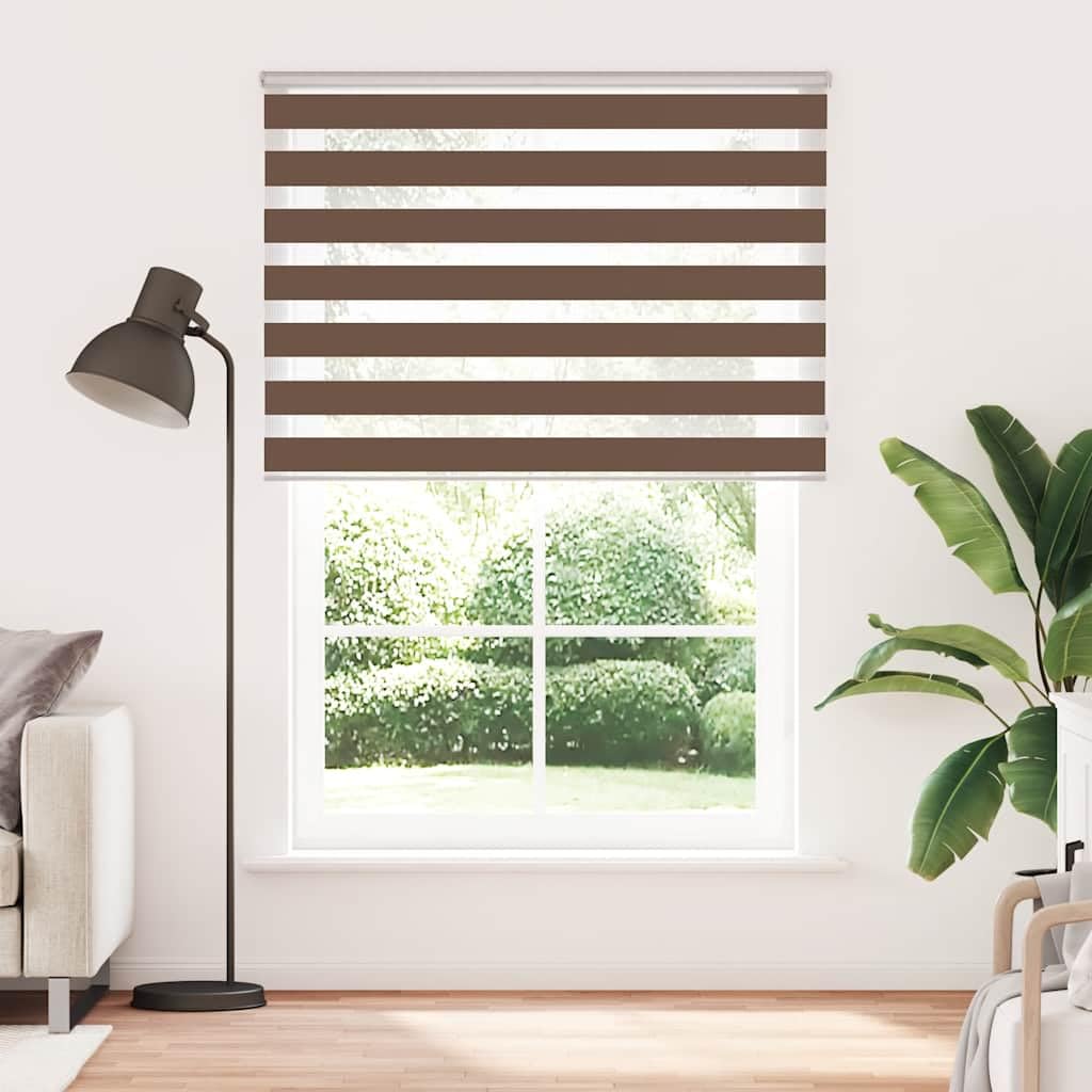 Tenda a rullo Zebra marrone, 155 x 230 cm, poliestere | Montaggio a parete o finestra, controllo della luce regolabile, facile da pulire, tessuto 150,9 cm