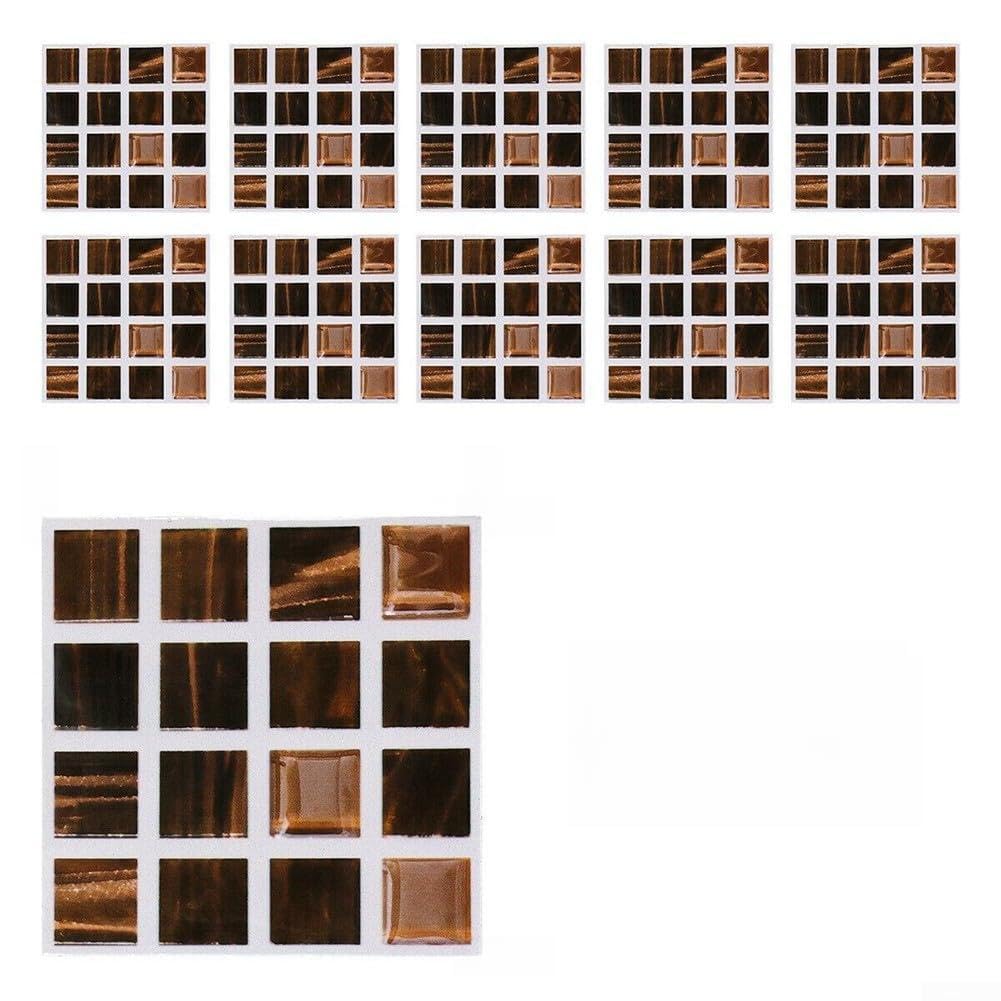10Pcs Mosaic Tile Stickers Bathroom Kitchen Home Wall Decal DIY Self Adhesive Waterproof Sticky Wallpaper